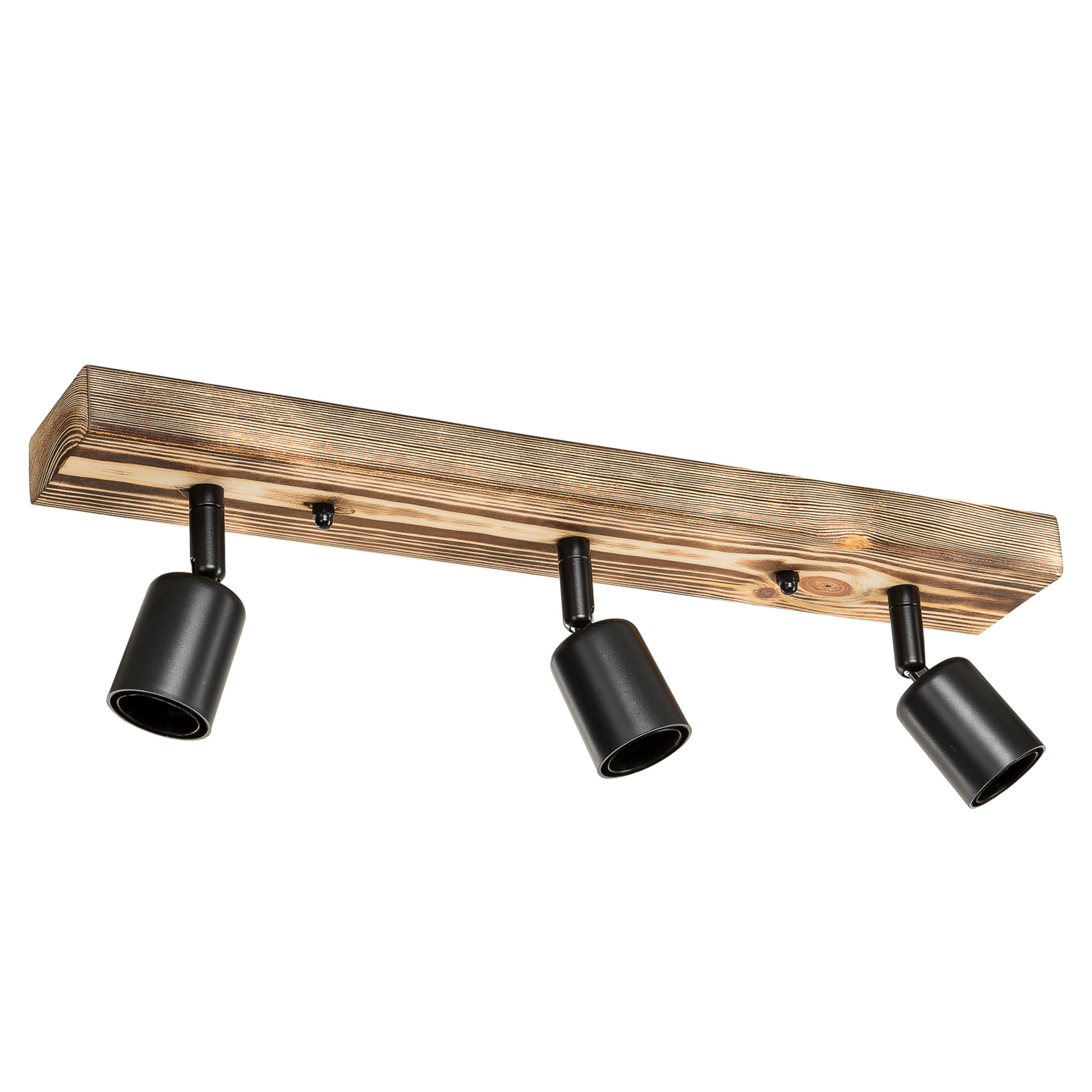 Deckenstrahler Duarte, 3-flammig, holzfarben/schwarz, Holz
