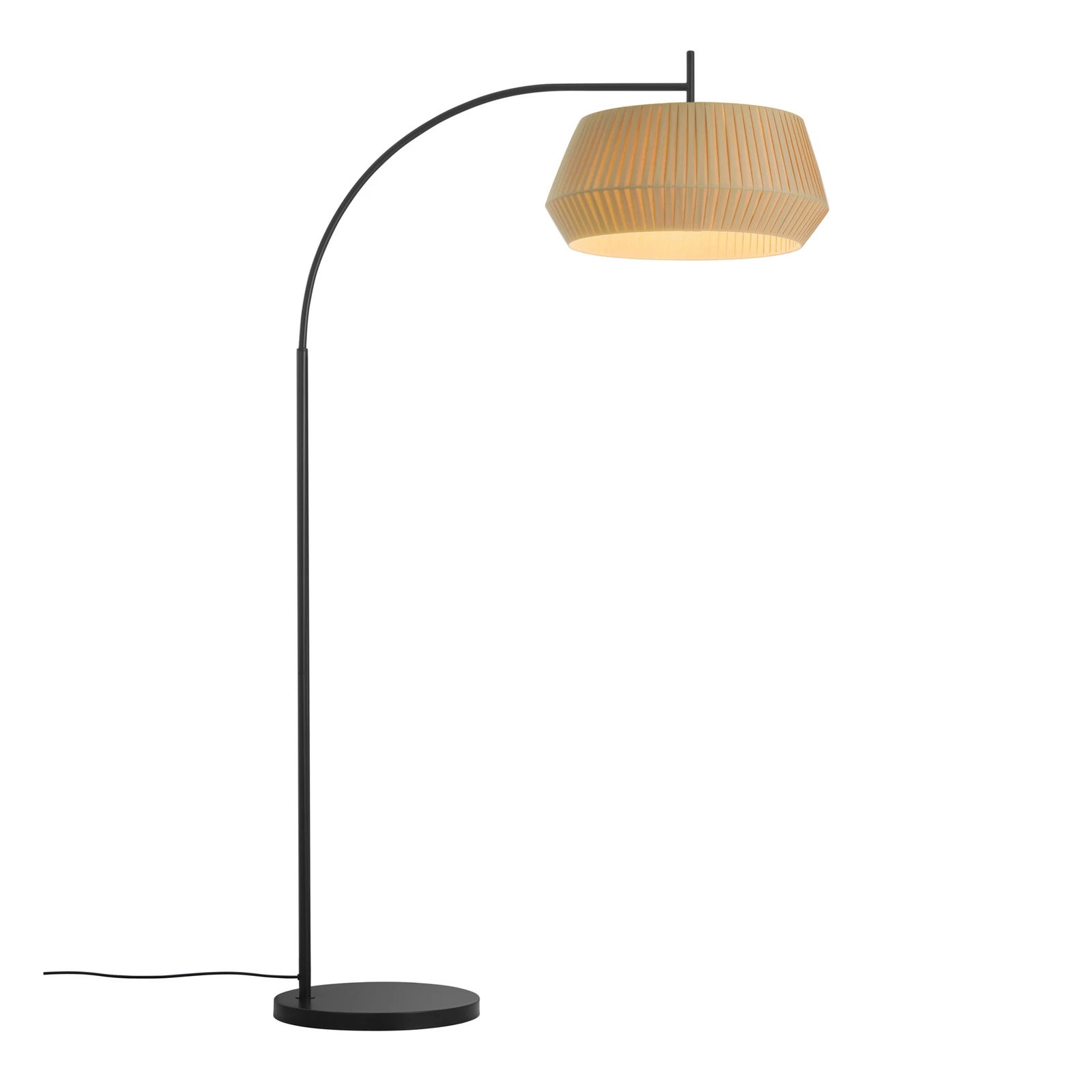 Stehleuchte Dicte, handgebundener Schirm, beige