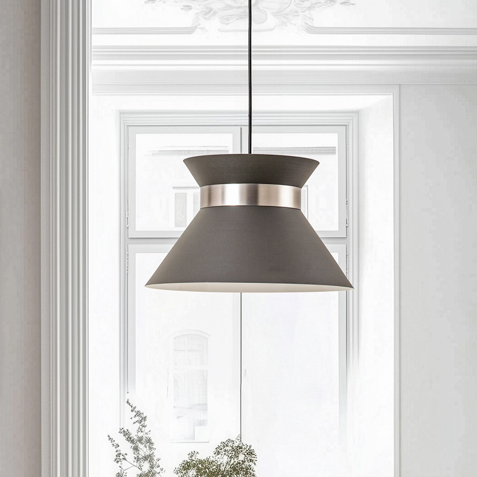 Avery hanging light metal lampshade grey/nickel