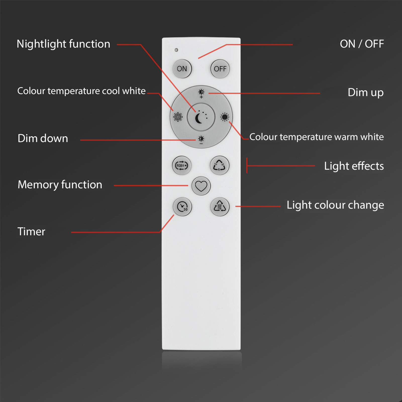 LED uplght wandlamp Muro S, CCT, RGB, dimbaar, zwart