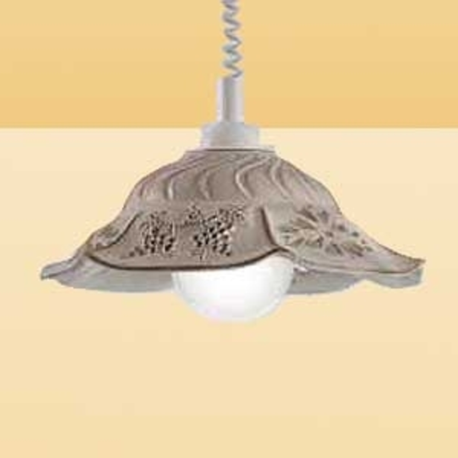 Ceramiche VITELA hanging light with a rustic appearance, for Living / Dining Room, ceramic, plastic, E27, 100 W, energy efficiency: A++