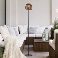 JUST LIGHT. Askia LED акумулаторна подова лампа, ратан, IP54, тъчдим