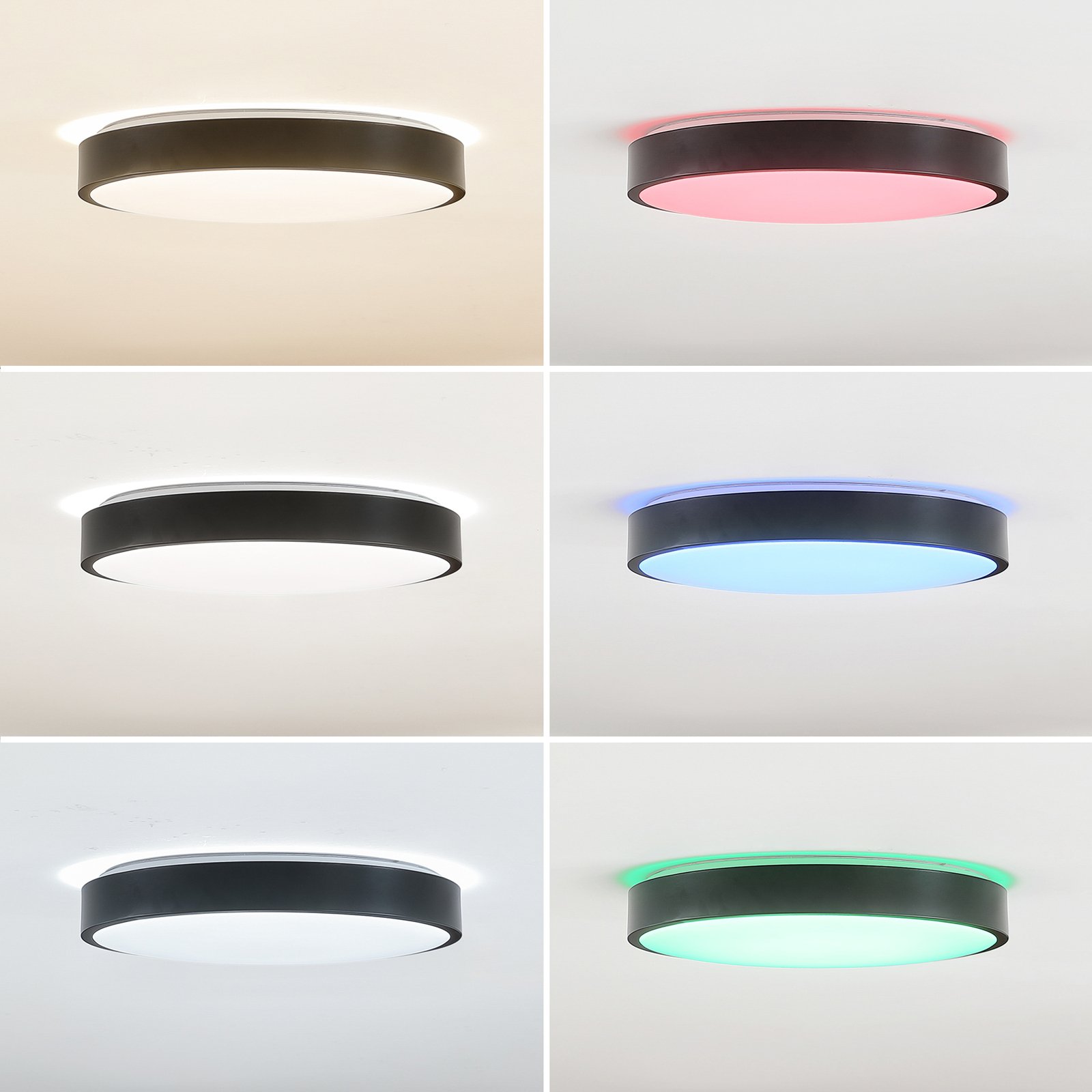 Lindby Smart LED-Deckenlampe Innes schwarz 38cm RGB CCT Tuya