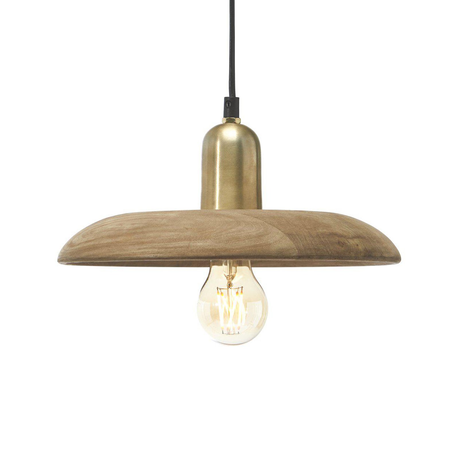 PR Home Bliss pendant light, wood, brown, Ø 28 cm, plug