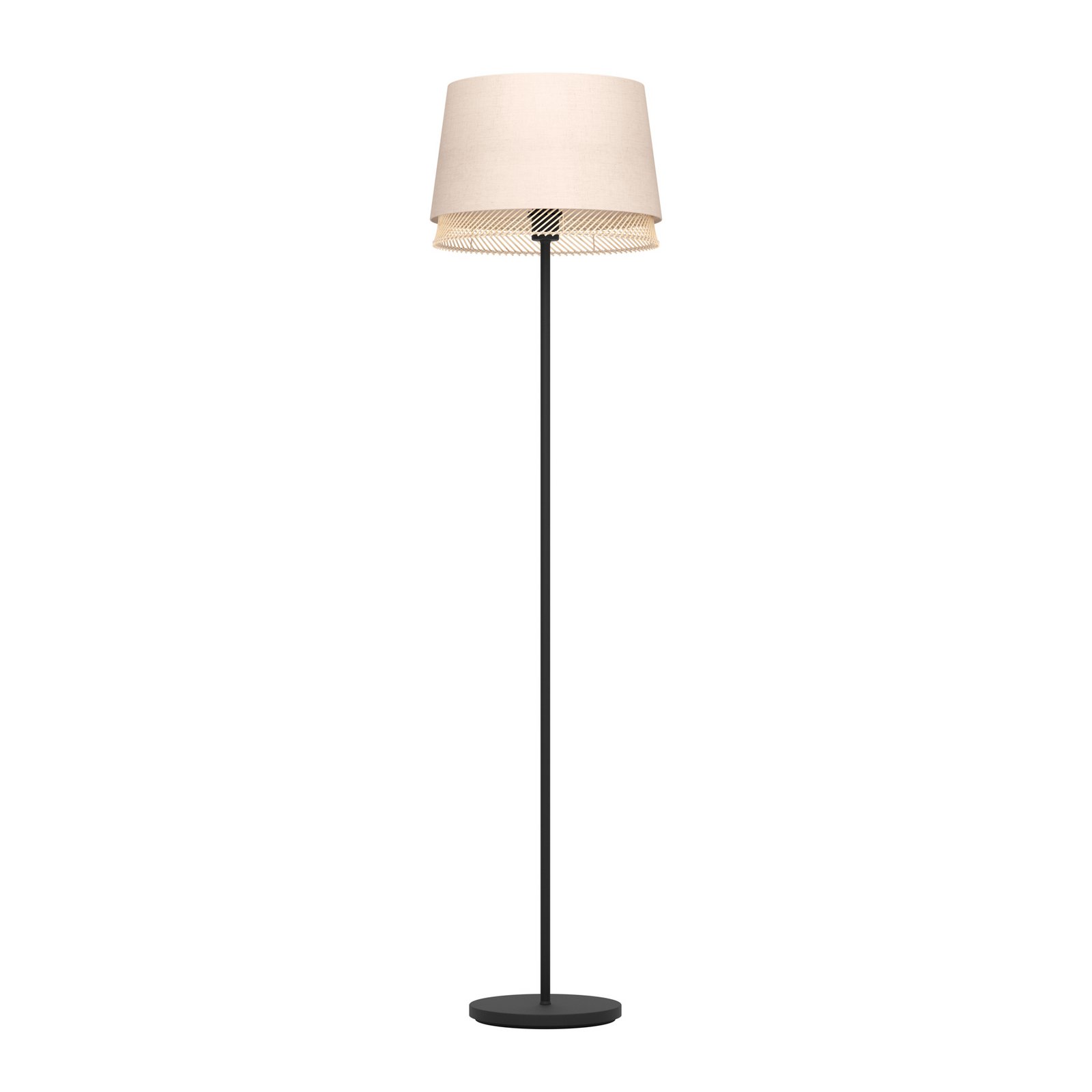 Tabley vloerlamp, zwart/naturel, hoogte 153 cm, stof