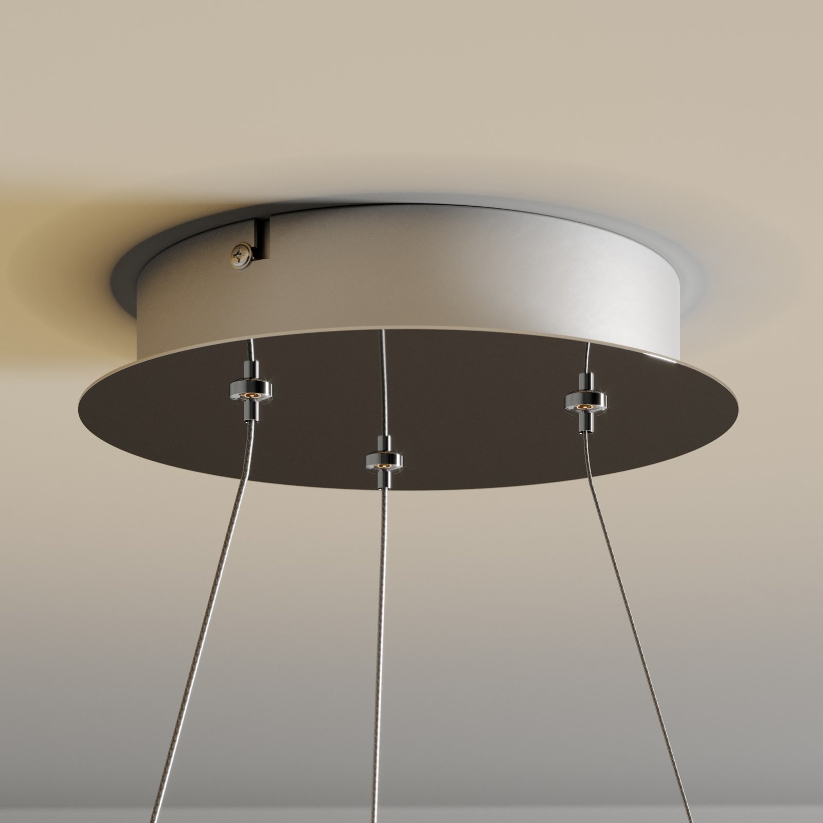 LED-Pendellampe Lyani Ring Metall Chrom Lampenwelt Küche Leuchte Rund Dimmbar 