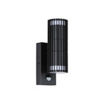 Detroit outdoor wall lamp, black, height 22 cm, sensor, 2-bulb