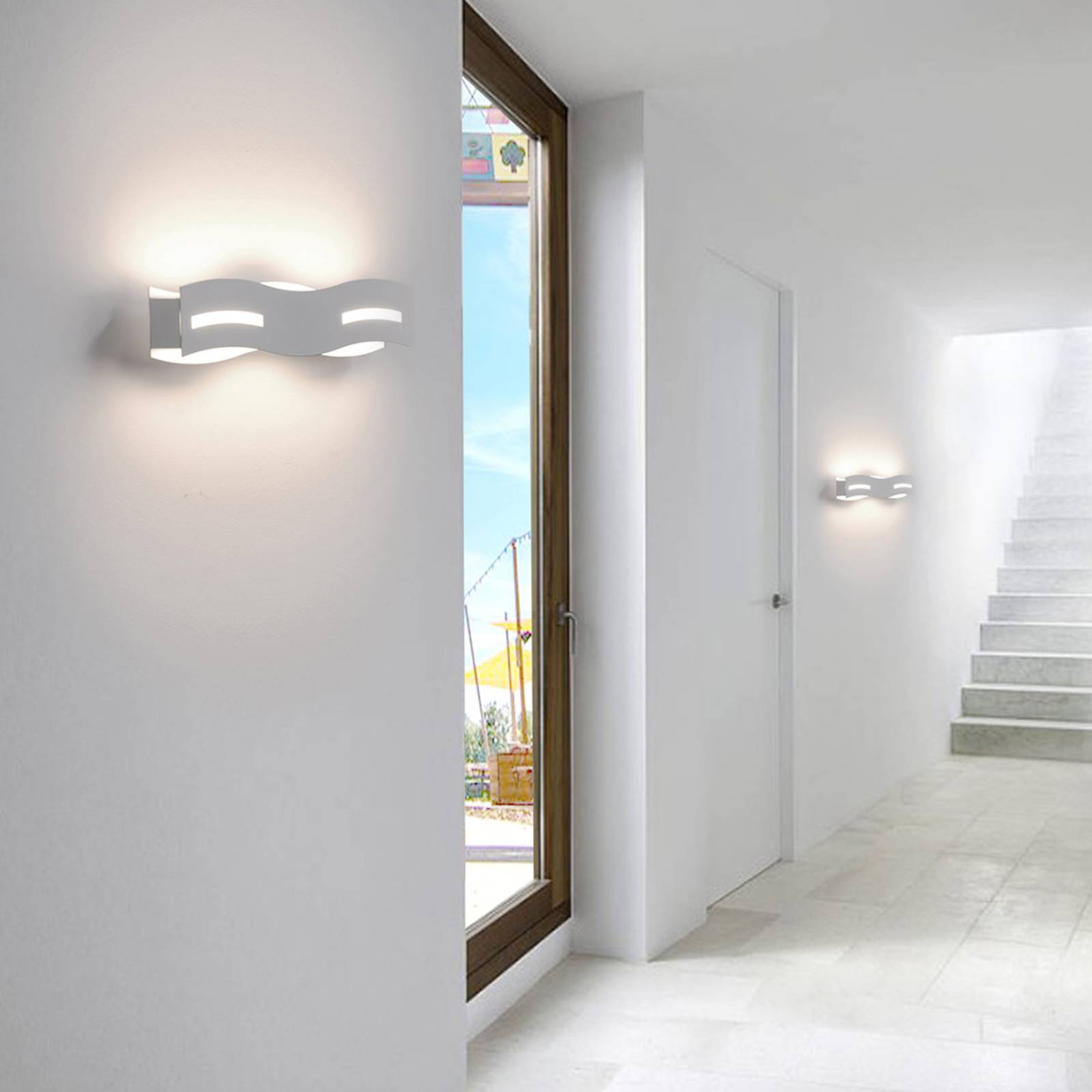 Eco-Light LED-vegglampe Wave hvit