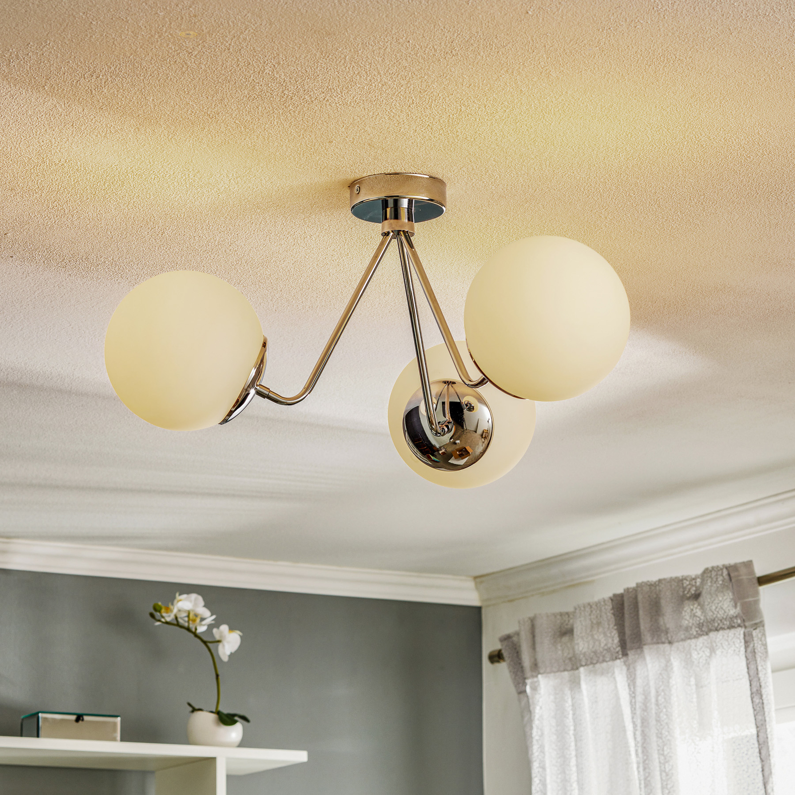 Plafondlamp Tuse, 3-lamps, chroom