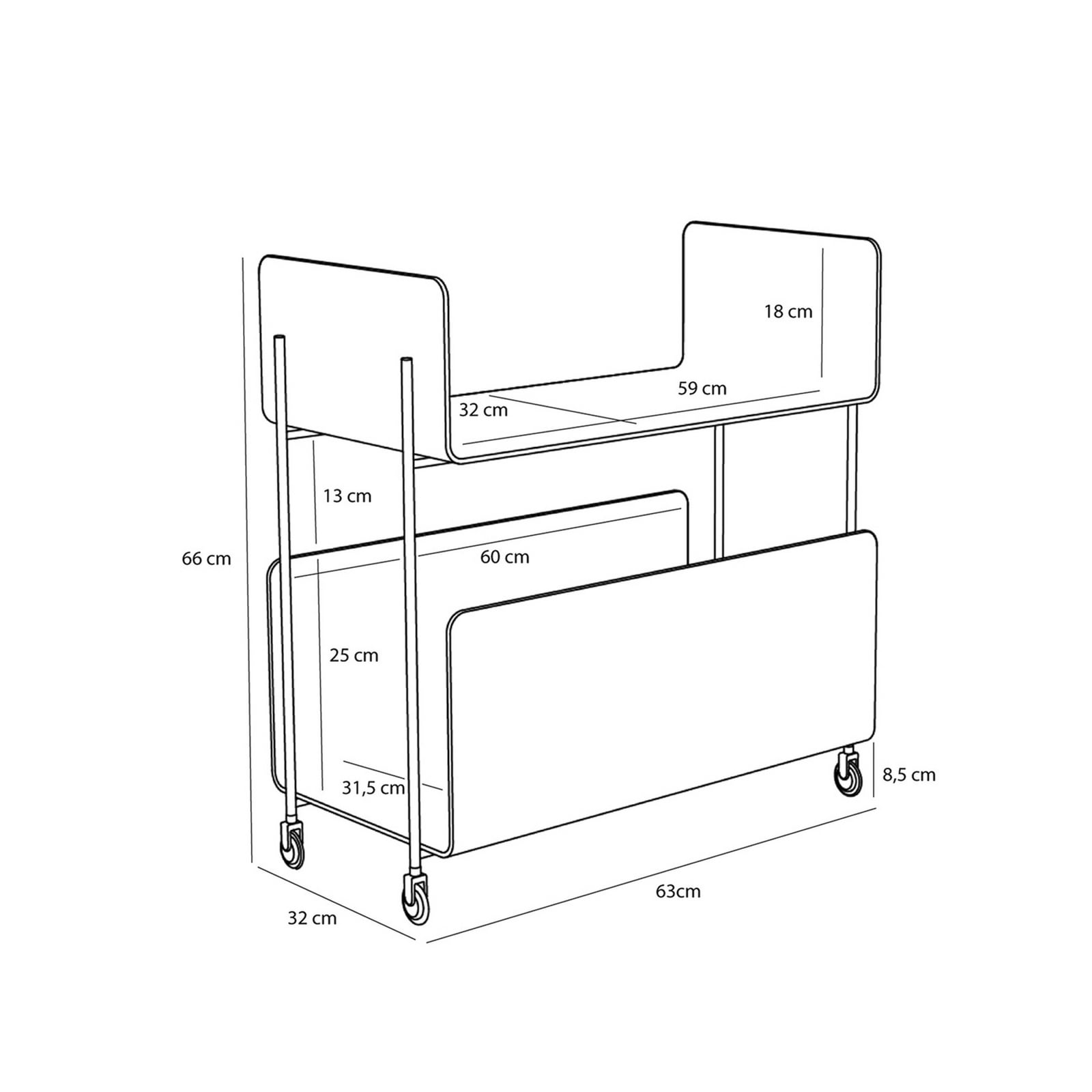 Carrello da portata Ays blu scuro, altezza 66 cm - Hübsch