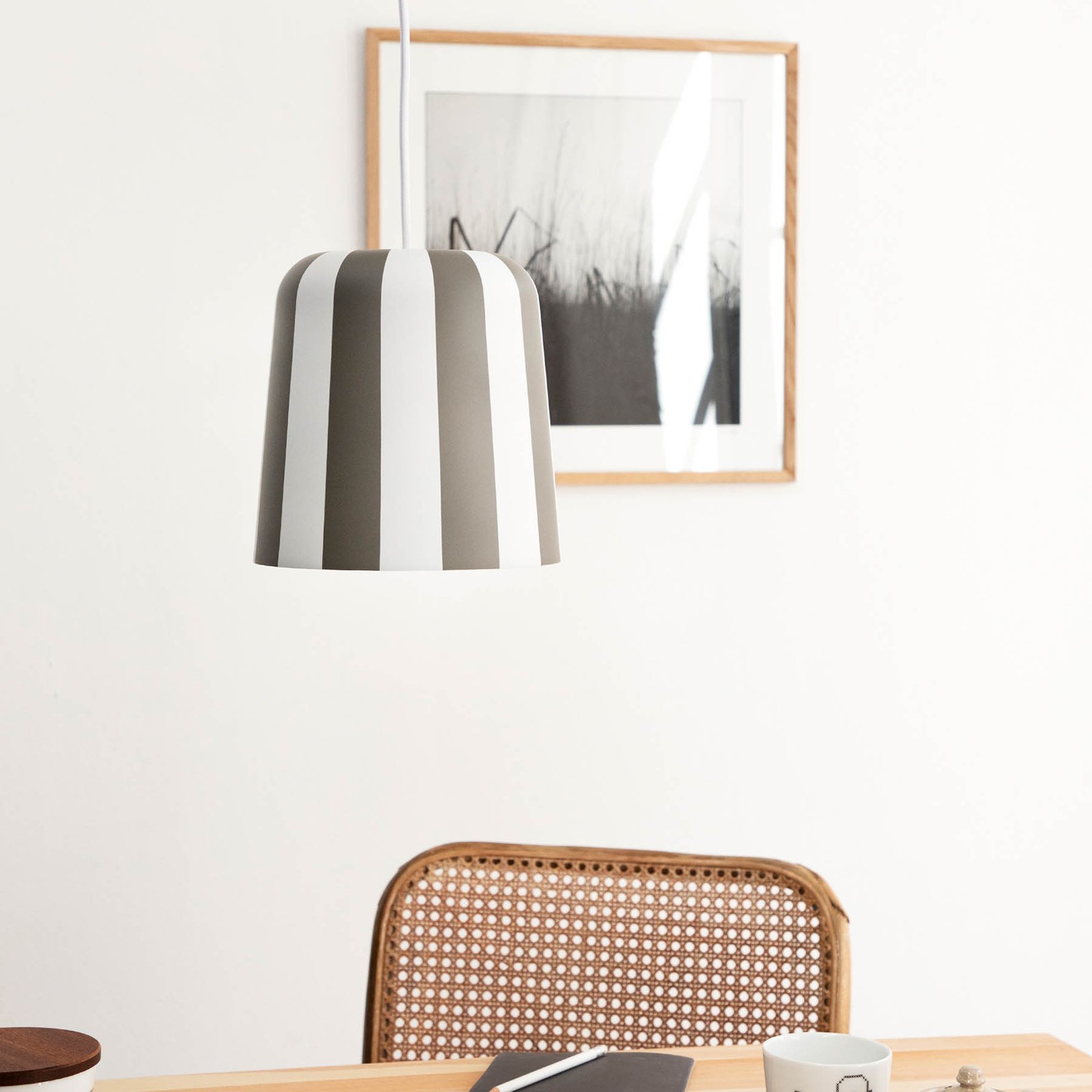 Dyberg Larsen hanging light Gry, grey/white, Ø 20 cm, metal