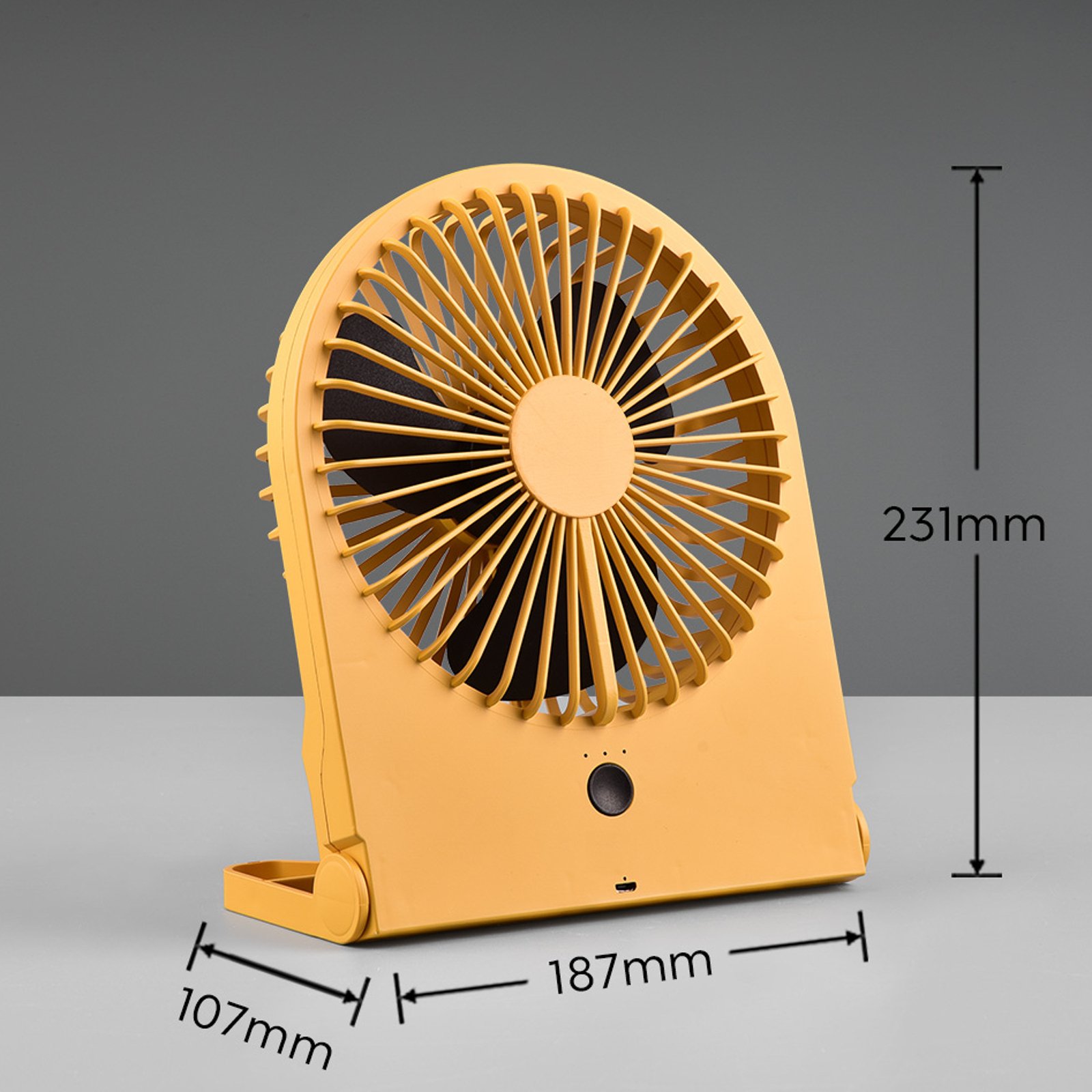 Breezy újratölthető asztali ventilátor, sárga színű