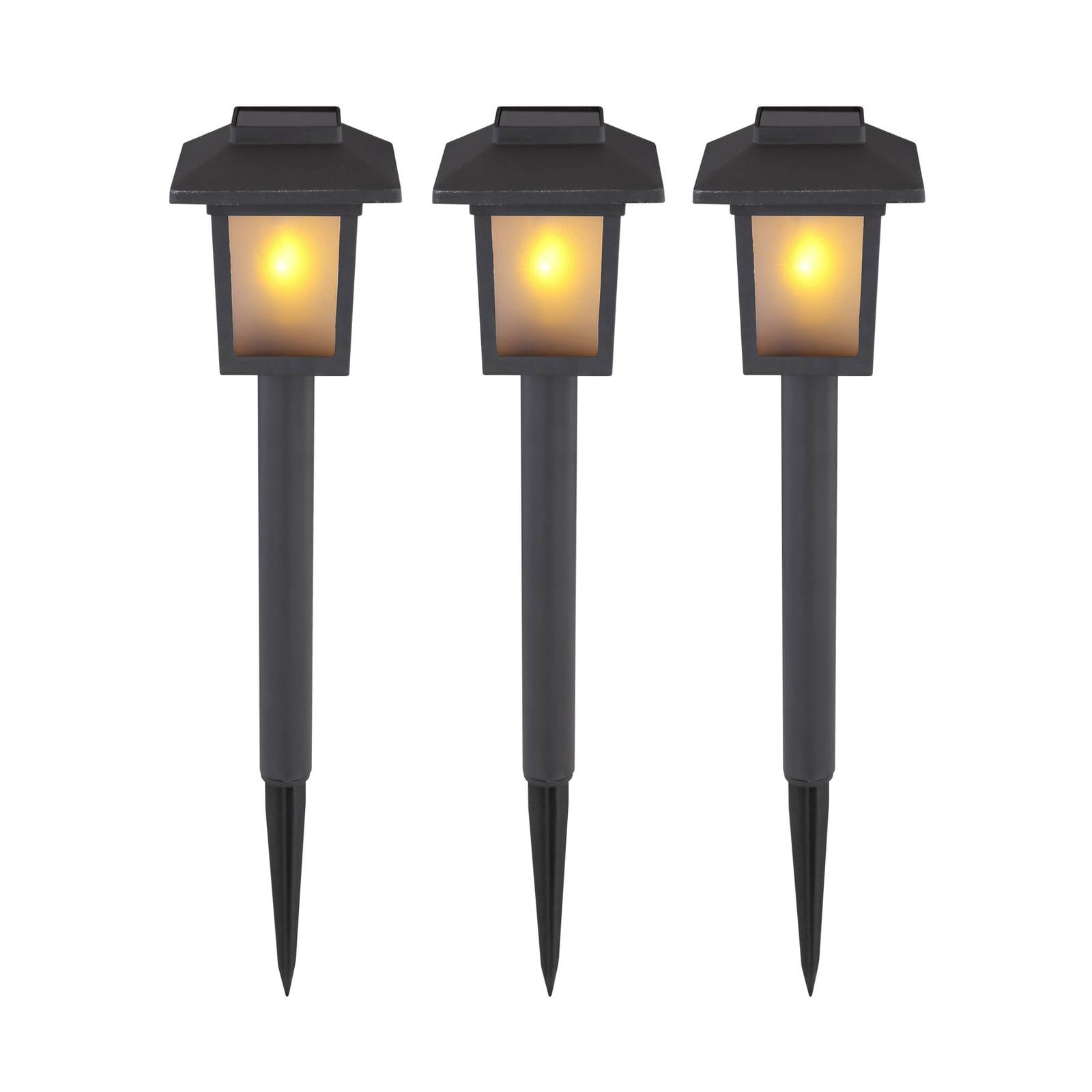 LED-Solar-Erdspießleuchte 33577-3, schwarz, Kunststoff, 3er