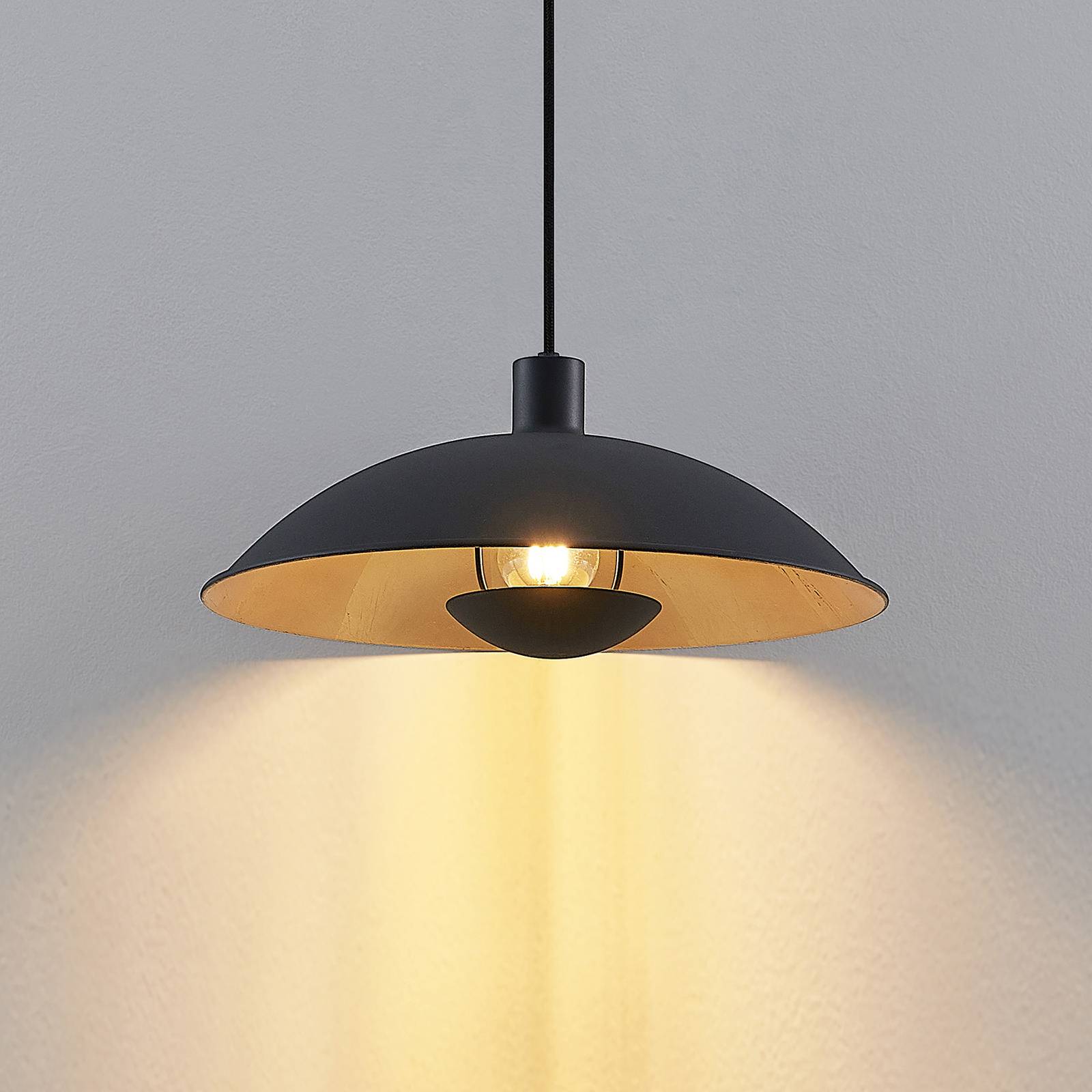 Lampa wisząca Lindby Narisara, Ø 40 cm, E27, czarno-złoty