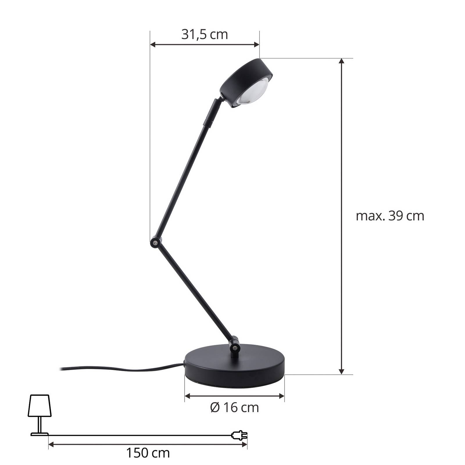  Lindby Lindby Tischleuchte Jyla, 36cm, Schwarz Matt, Gx53, Flexibel 