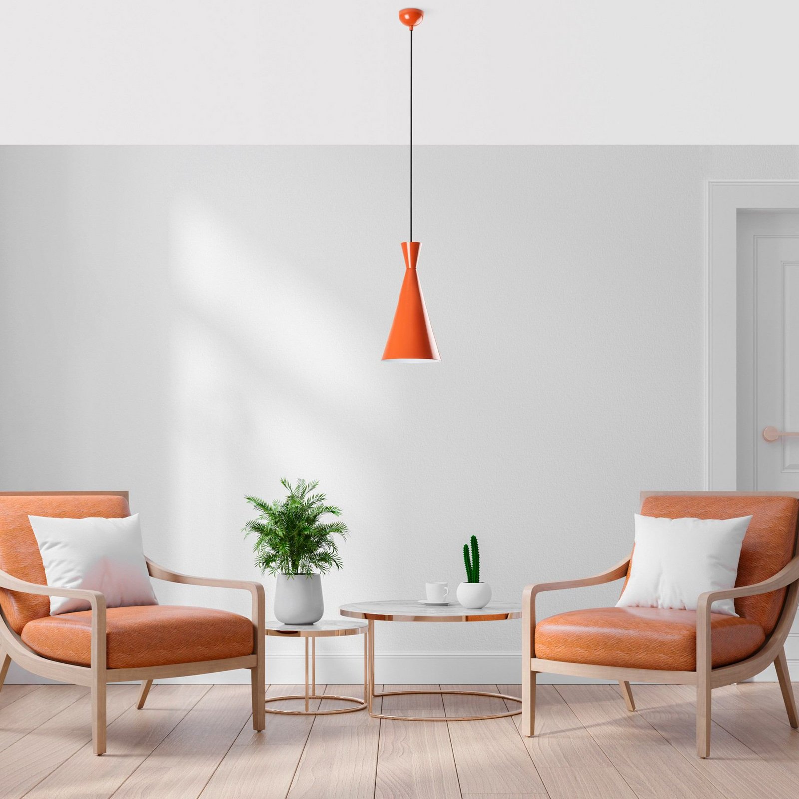 Tom pendant light, orange, metal, Ø 19 cm, E27