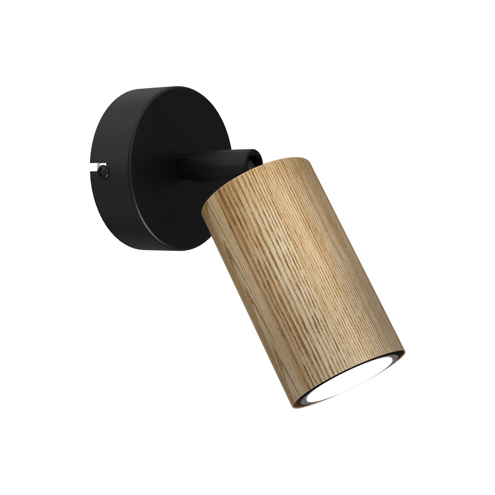 Nise wall light, 1-bulb, black steel, wood