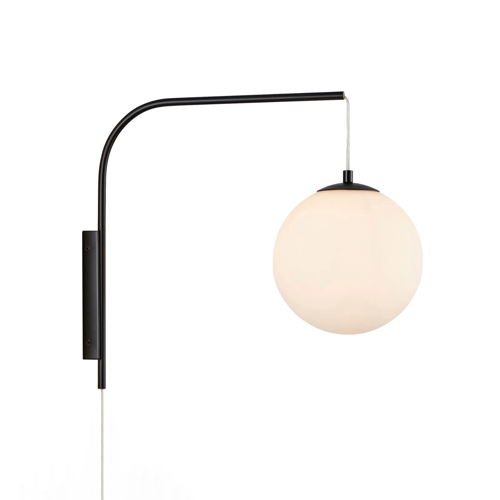 Nástěnné světlo Dione, černá/bílá, výška 40 cm, zástrčka