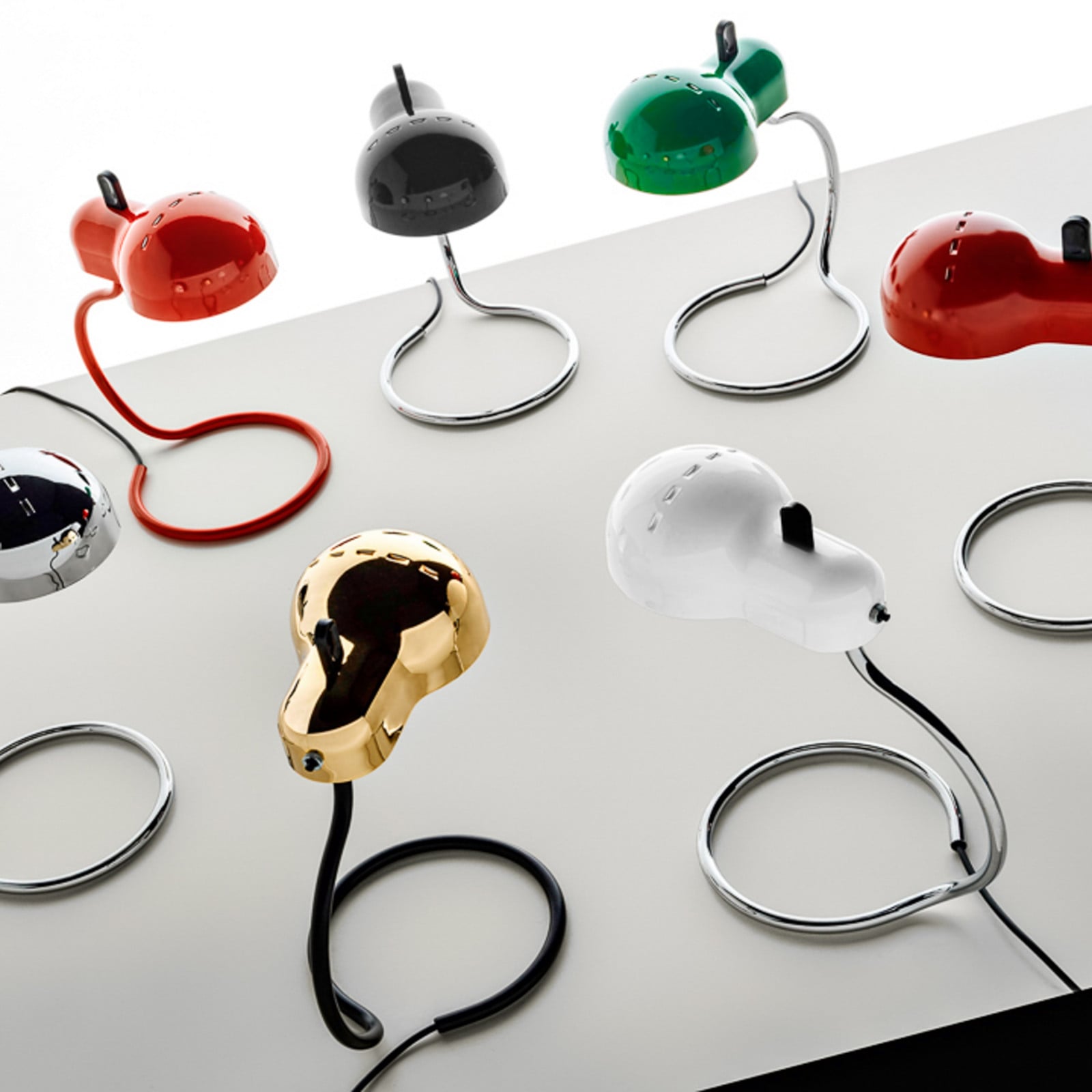 Lampa de masă LED Stilnovo Minitopo albă - Camera de zi / sufragerie - Design - alb crom - Metal