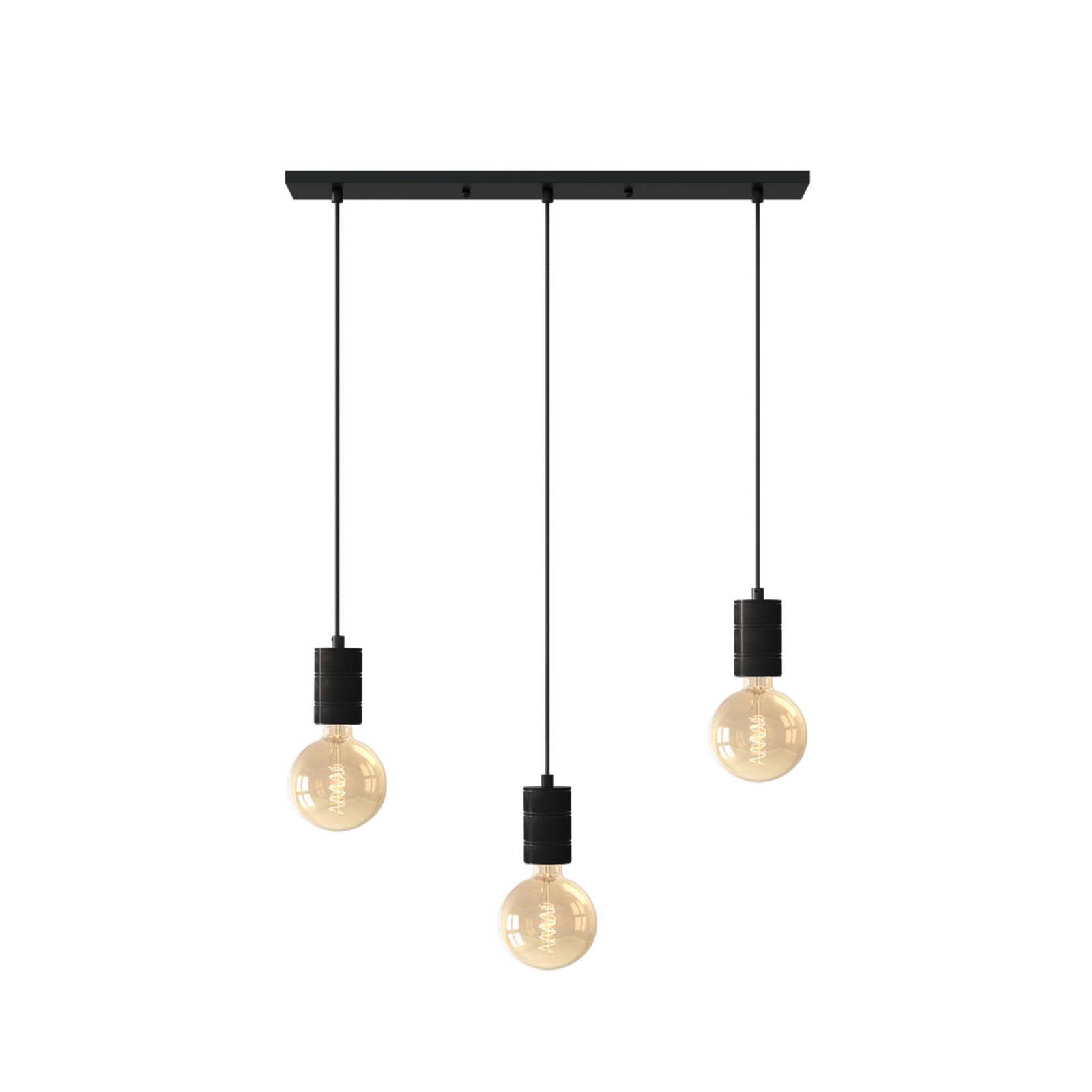Calex Retro Pendelleuchte, eckig, 3-flg., schwarz