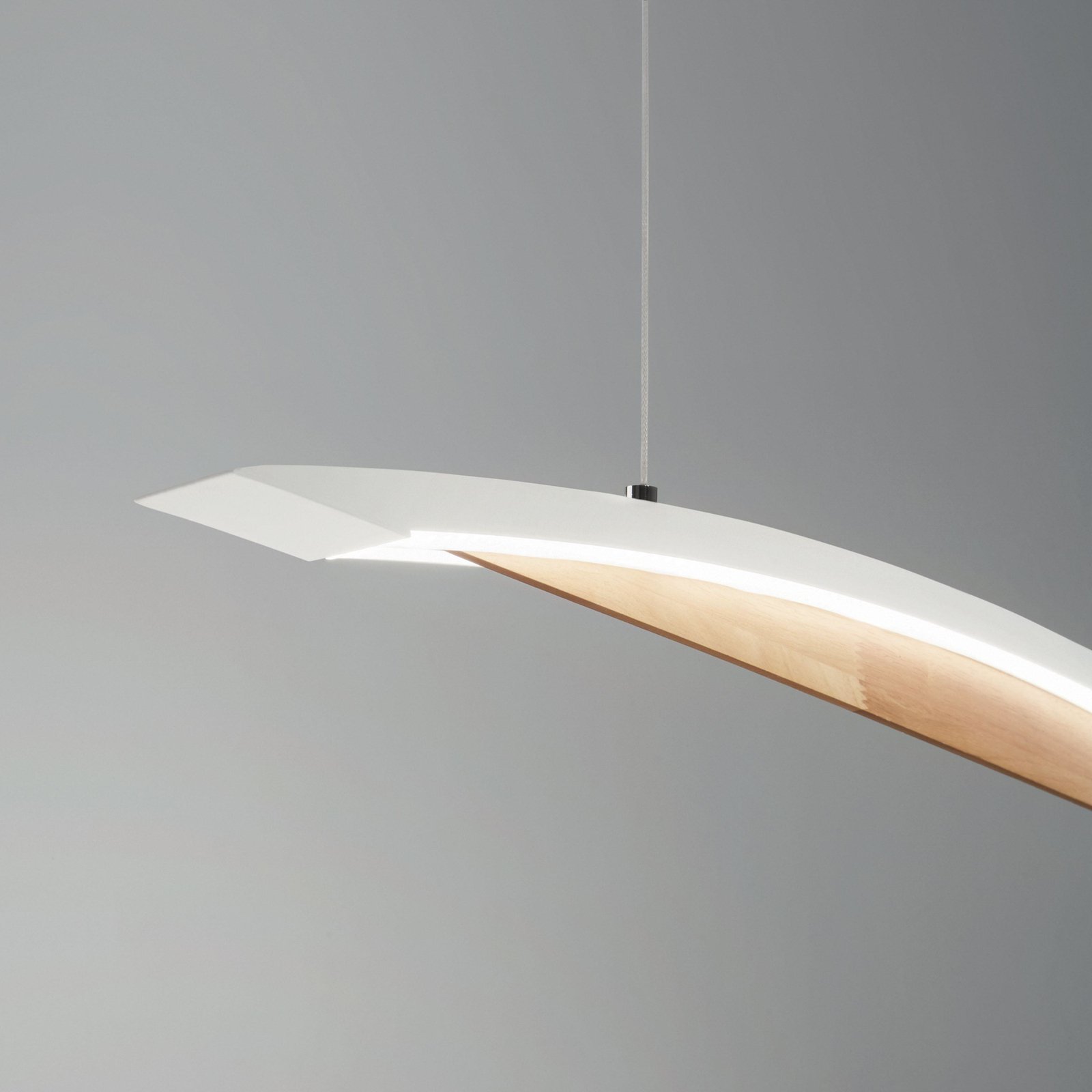 Cordoba LED pendant light, length 110 cm, metal/wood, dimmable