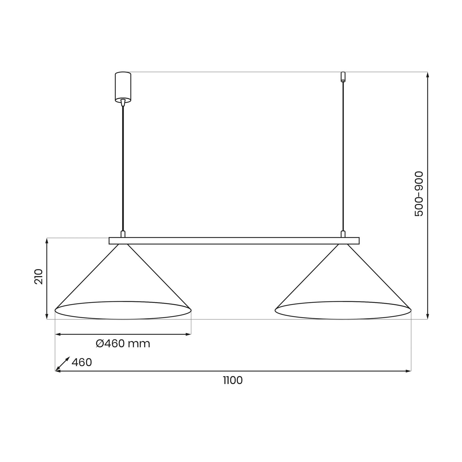 Capital pendant light, white, 2-bulb, Ø 46 cm, GX53