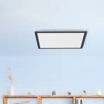 Flat LED ceiling light, CCT, black, 45 x 45 cm