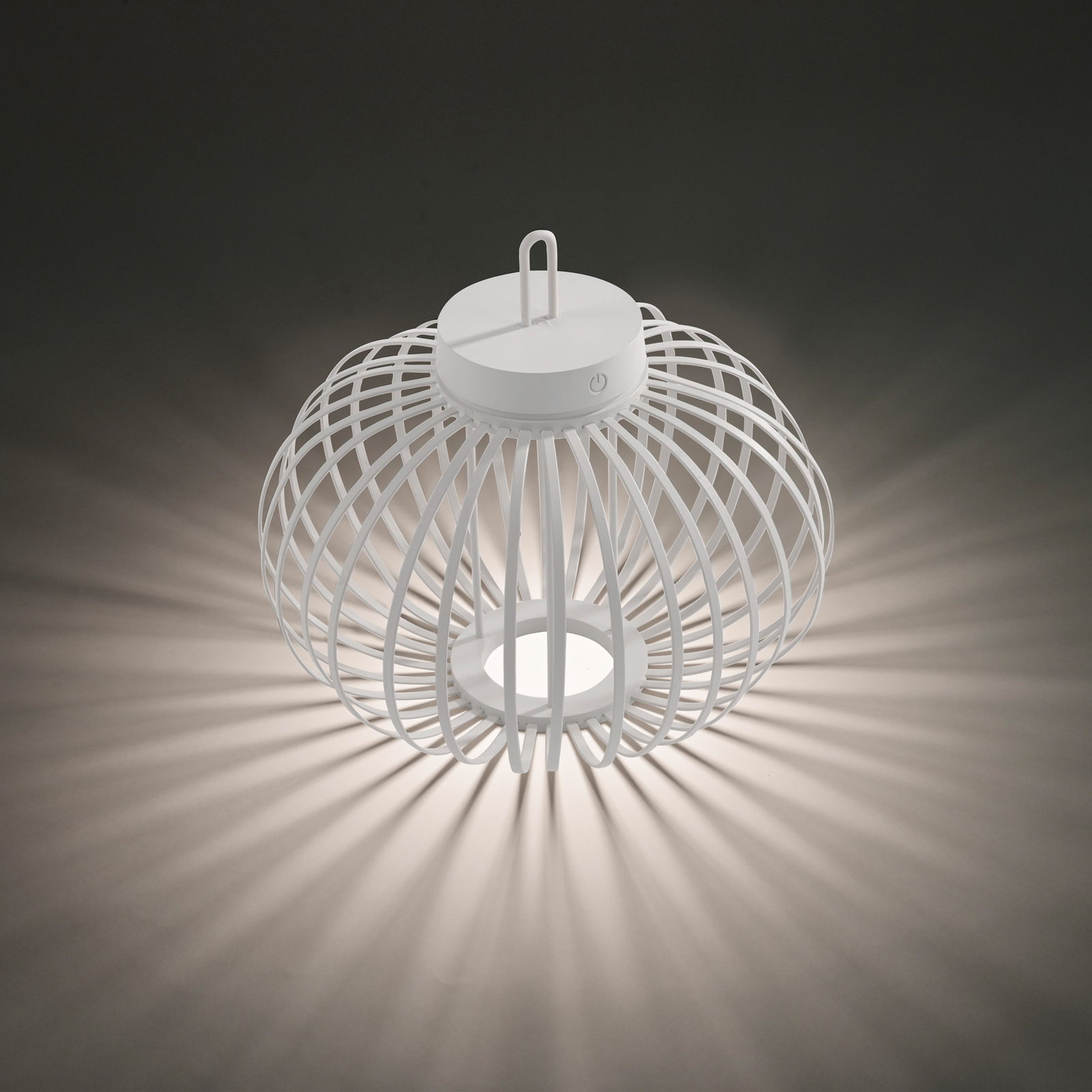 JUST LIGHT. Akuba LED tafellamp, wit, 33 cm, bamboe