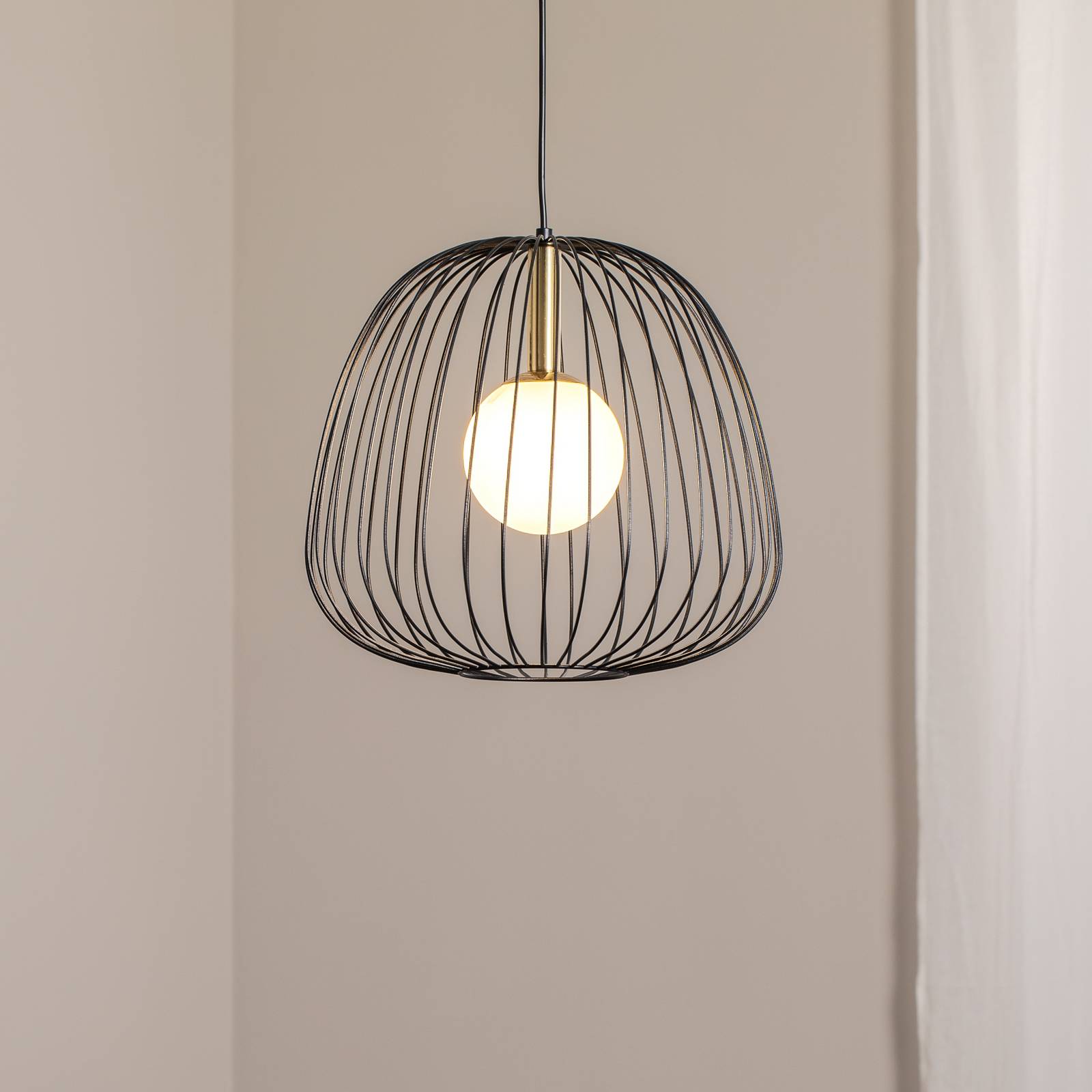Żyrandol Bell M, Ø 33 cm, 1-punktowa, czarny/złoty/biały