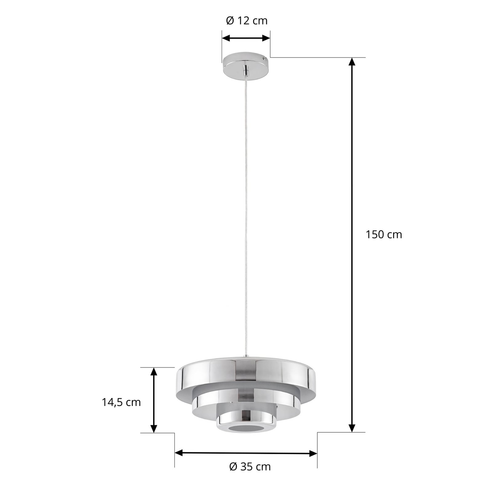 Tivra pendant light, chrome, Ø 35 cm, metal, E27 - Lindby Tivra pendant light, chrome, Ø 35 cm, metal, E27 - Lindby