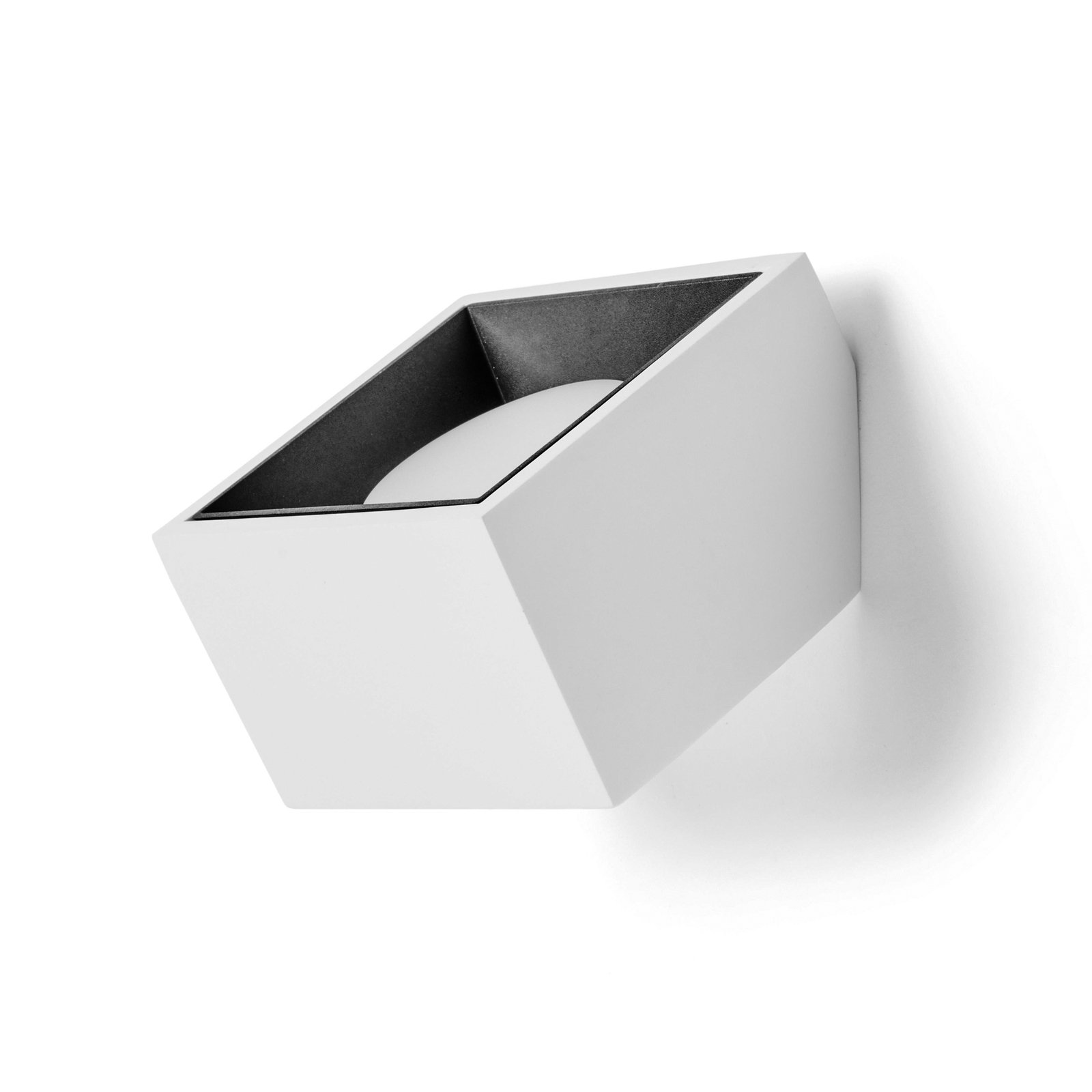 Nasso wall light, white/black, angular, 12 cm, plaster, GX53