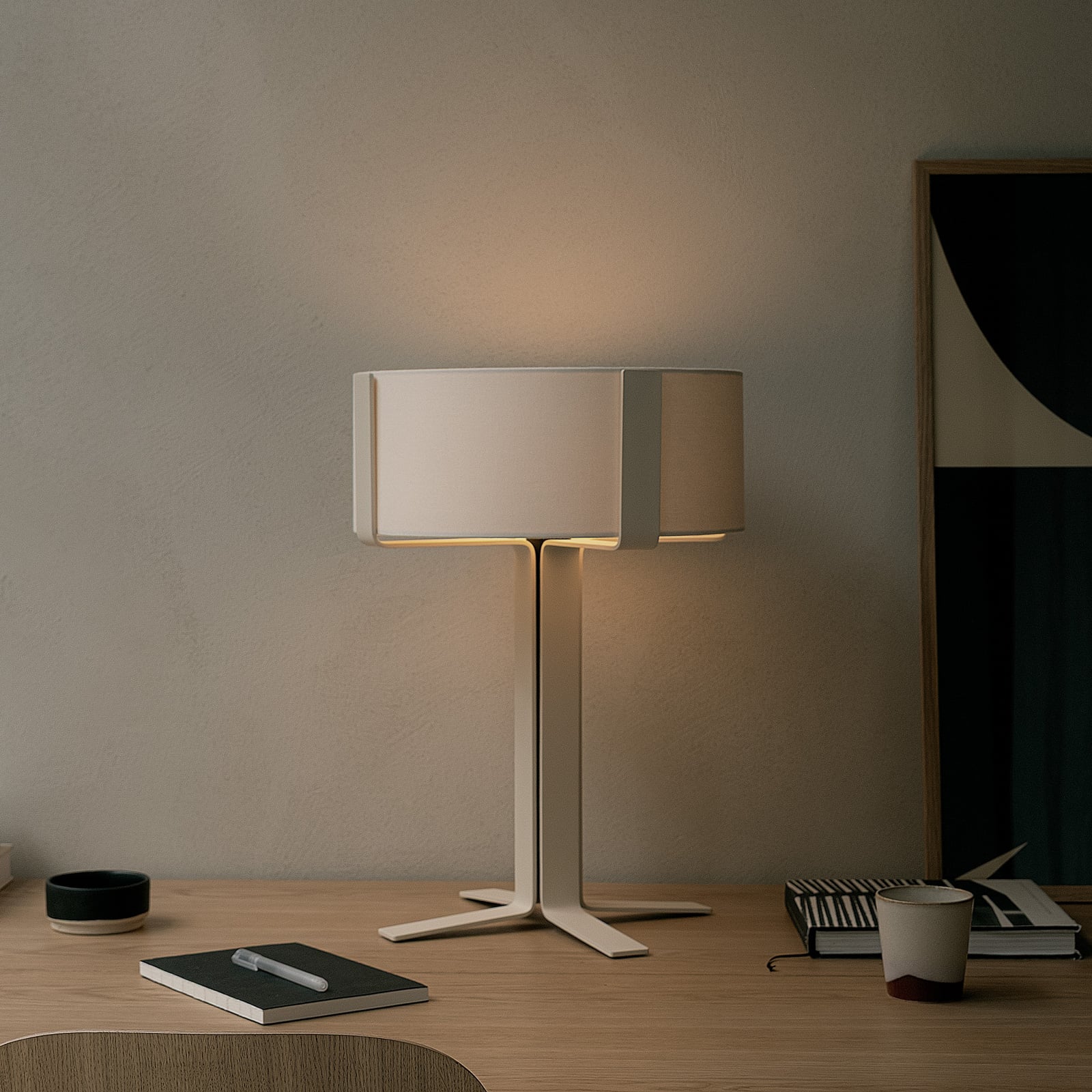 OKOLO asztali lámpa, fehér, 50 cm, fém/textil, E27-LED – GRUPA OKOLO asztali lámpa, fehér, 50 cm, fém/textil, E27-LED – GRUPA