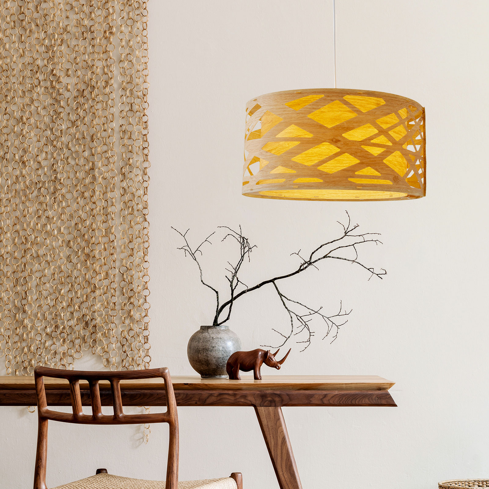 Finja hanging light, lampshade in a bamboo look