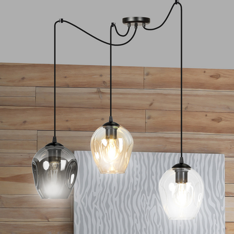 Pendellampe Starla dezentral 3fl grafit/amber/klar