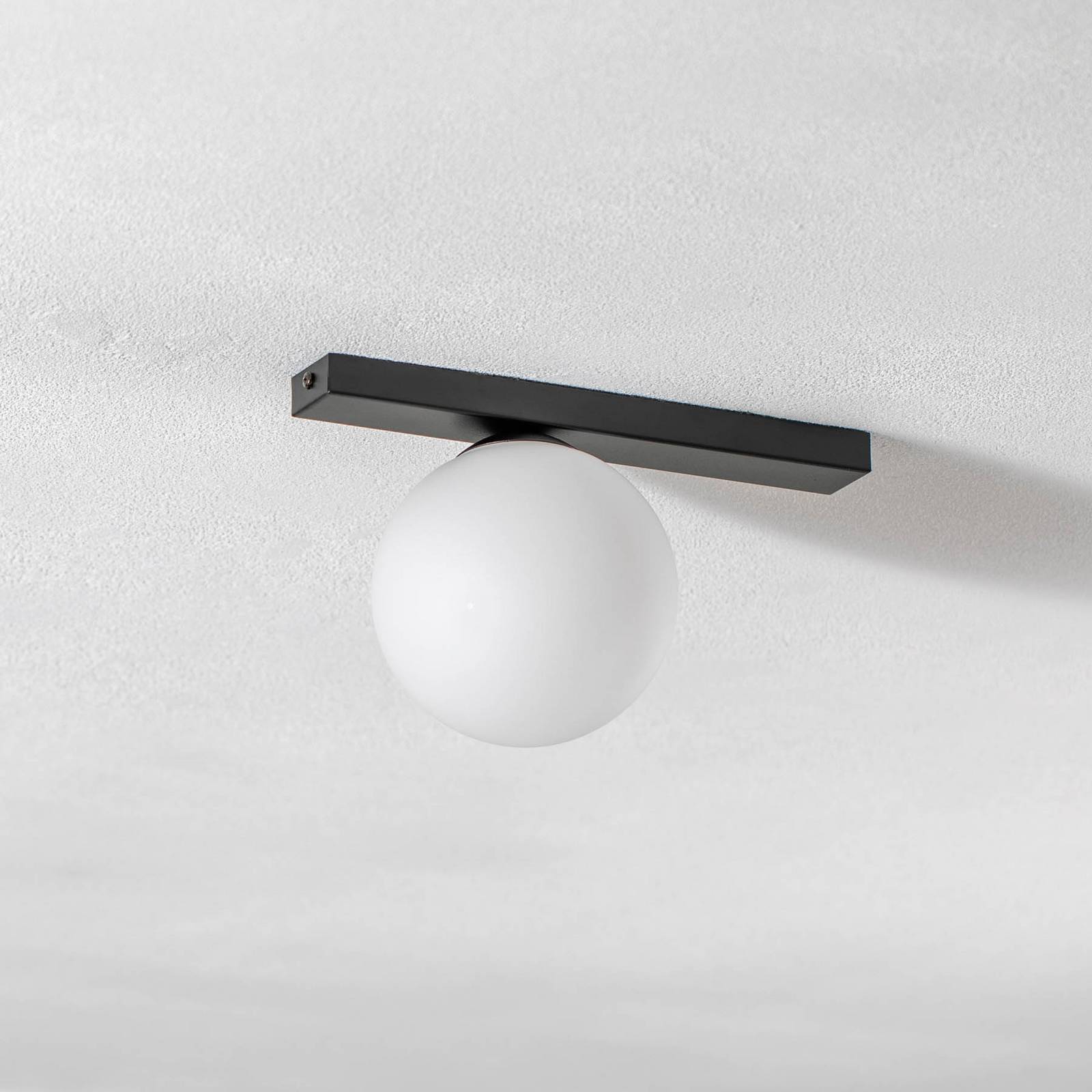 Lampa sufitowa Fit, czarna/opalowa, 1-punktowa