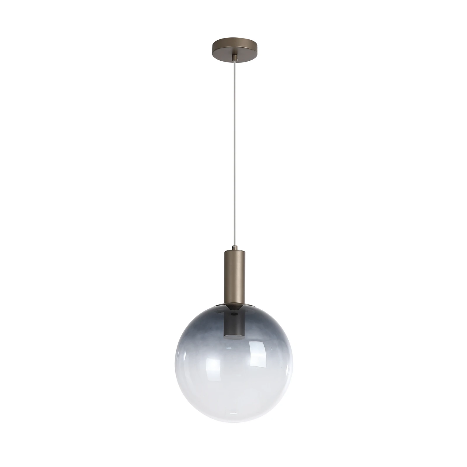 Visoka svetilka Ombre, krogla, dimno siva/bela, Ø 30 cm, steklo