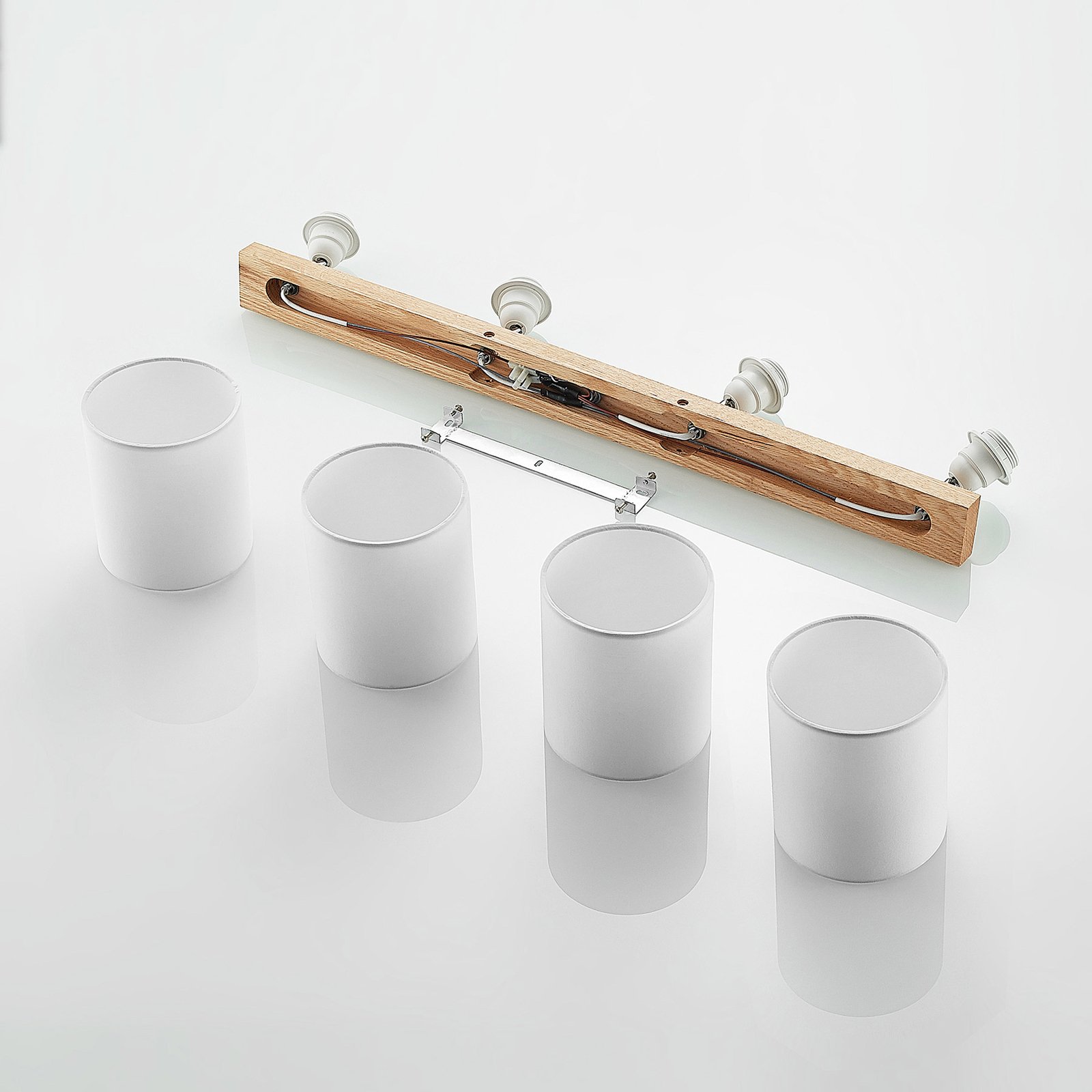 Lindby Deckenstrahler Imarin, 81 cm, weiß, 4-flammig, Holz