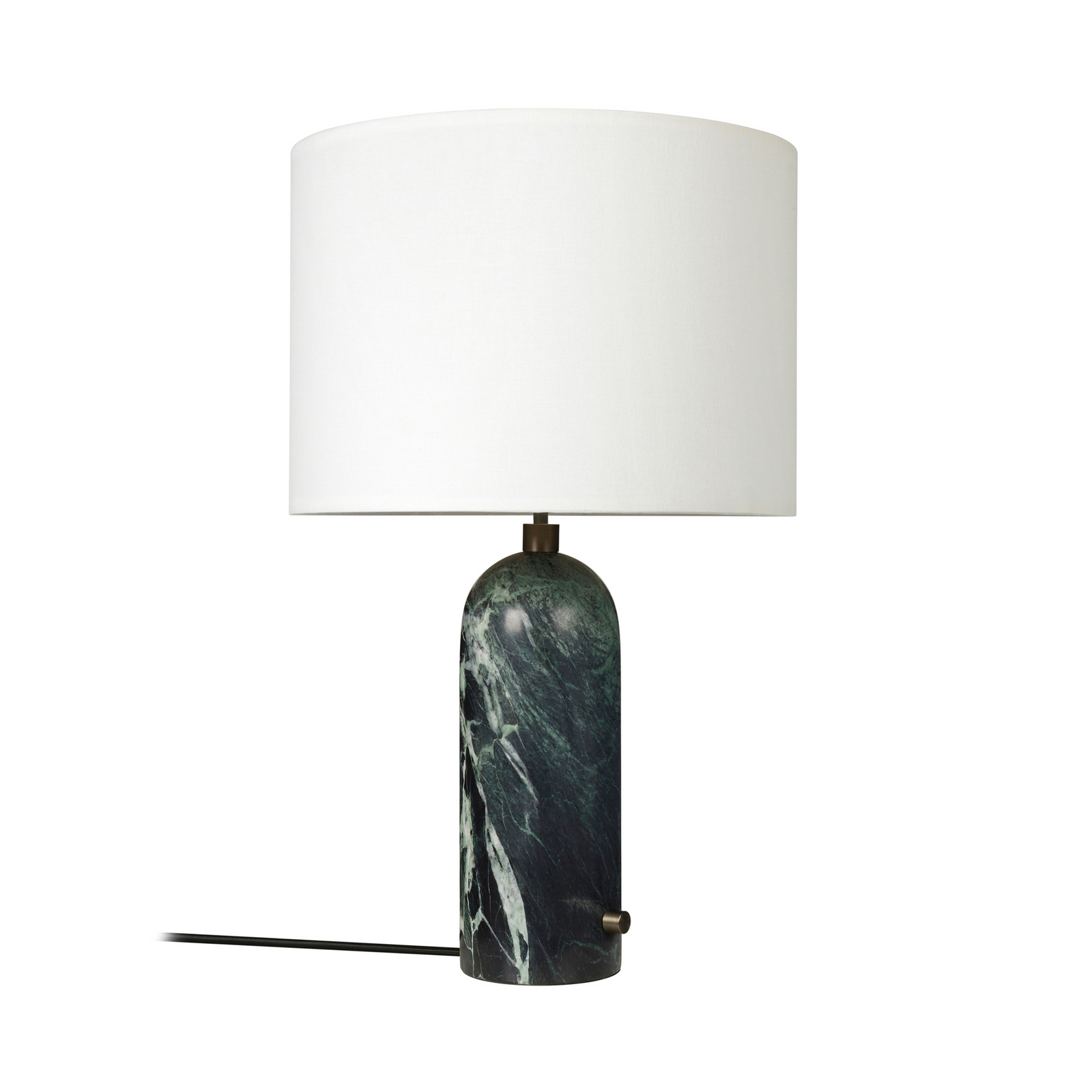 Lampe à poser Gubi Gravity Large, marbre vert, tissu blanc