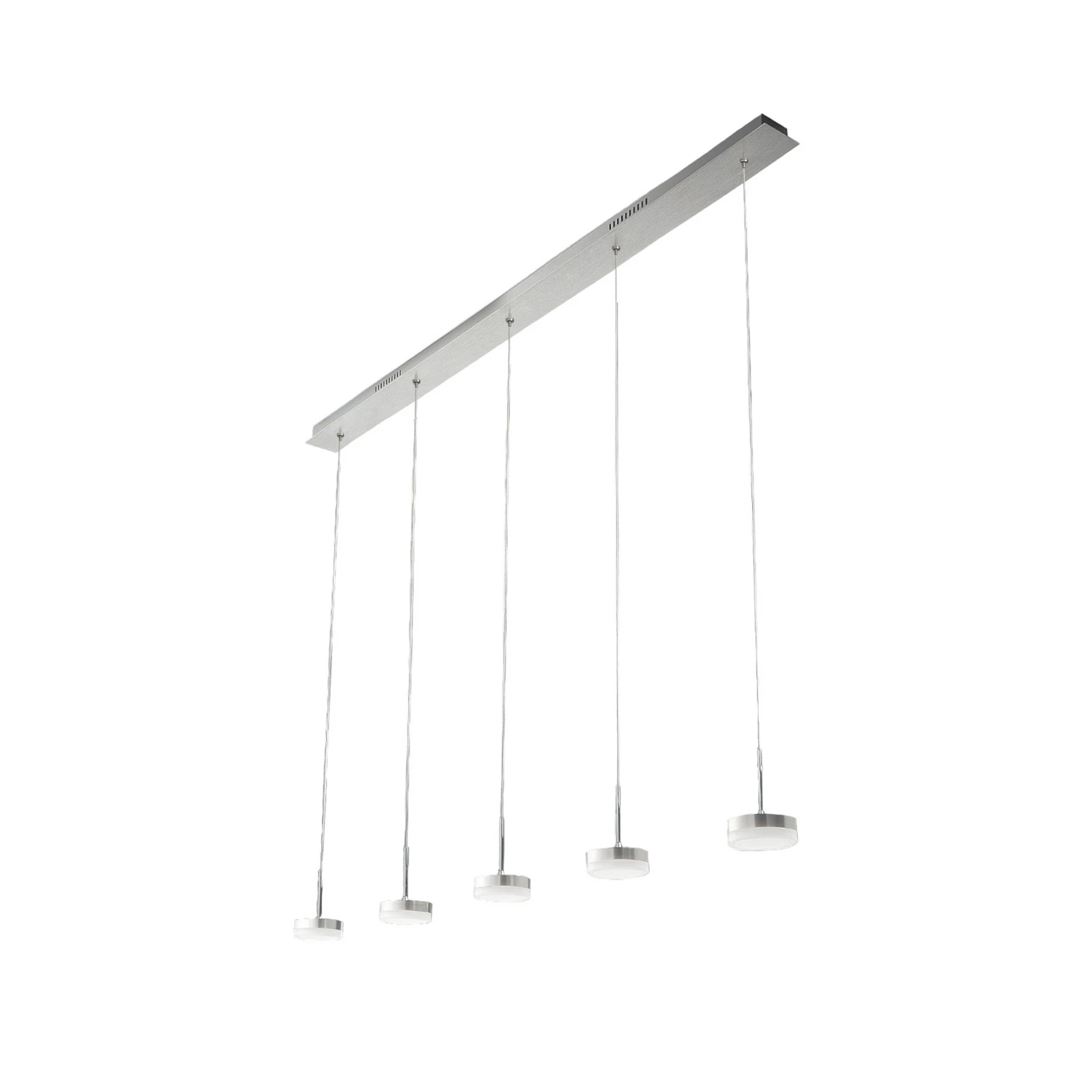 Suspension LED Dunk, aluminium, à 5 lampes, 3.000 K, métal