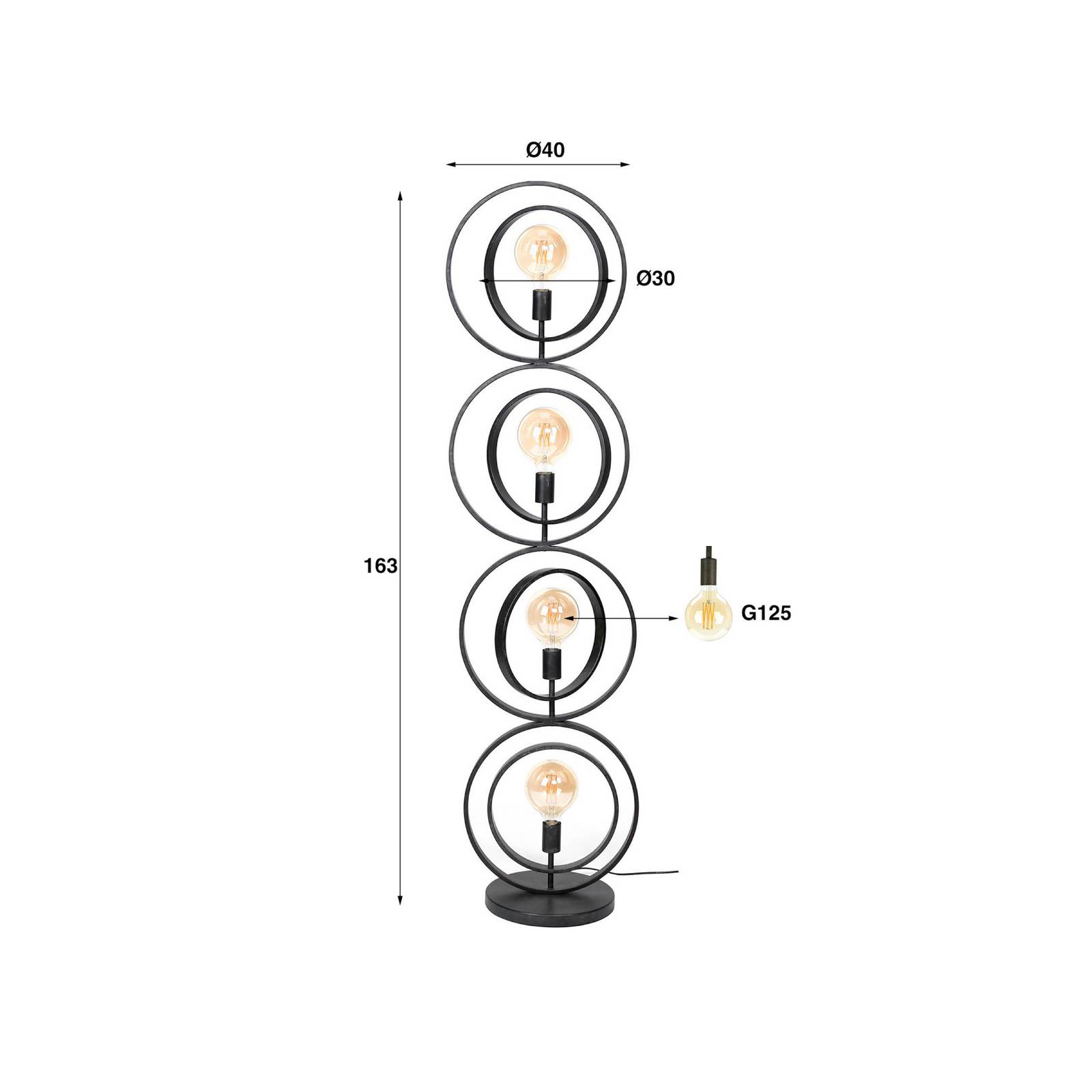 Lampa stojąca Ringelbach, 4-punktowa, antracyt, metal, E27