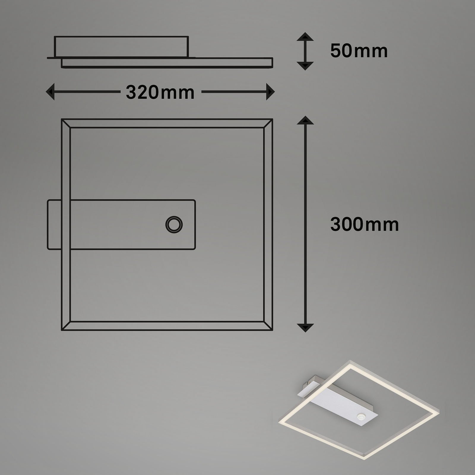 LED-Sensor-Deckenleuchte Nici quadratisch alu
