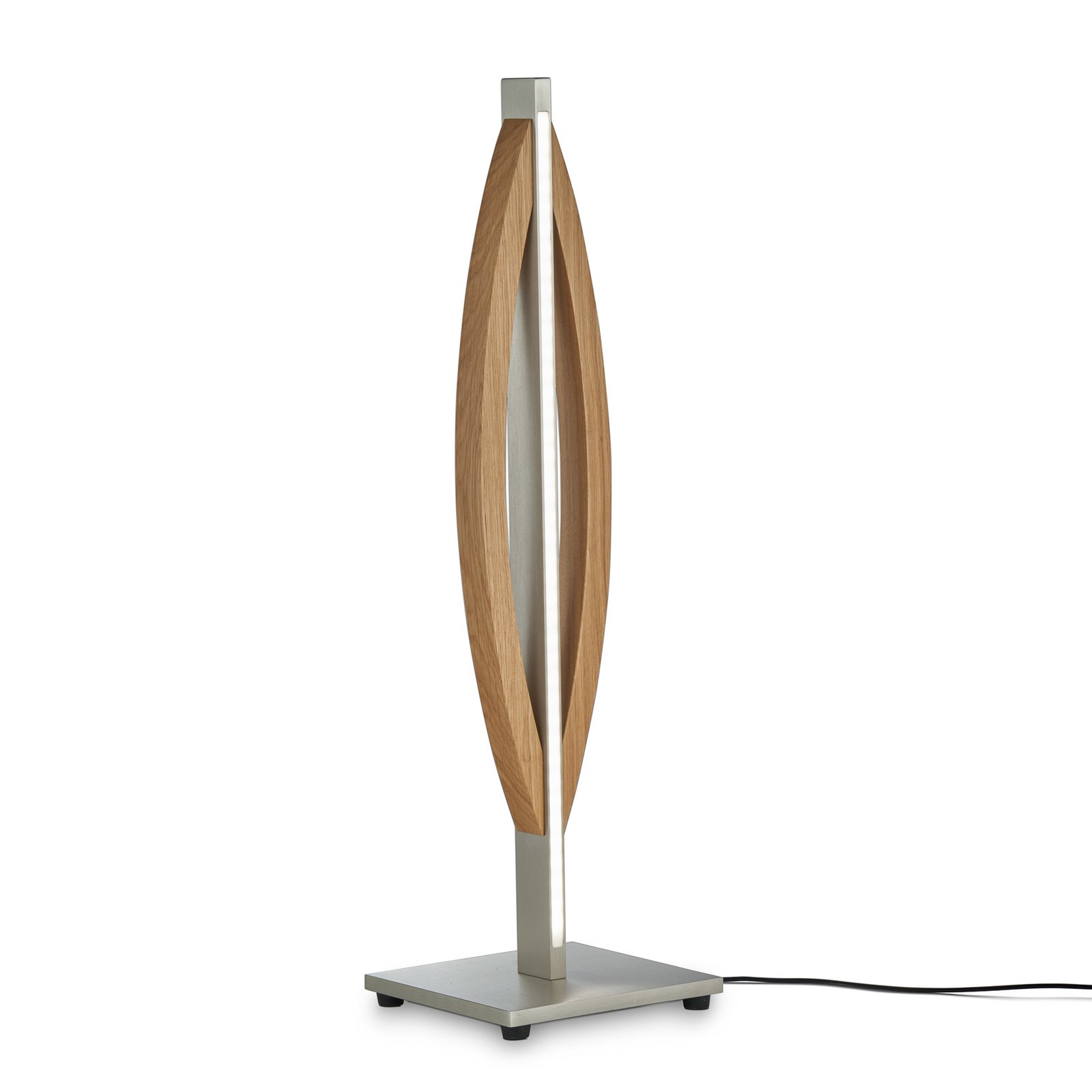 Quitani LED-Tischleuchte Kiera, eiche/nickel matt