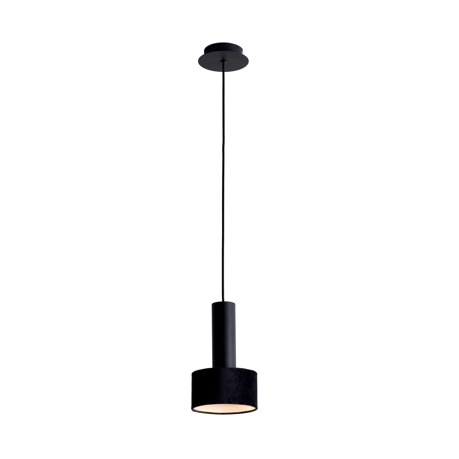 Arietta pendant light, velvet lampshade, black