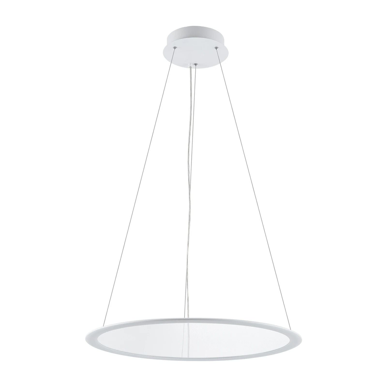 LED závesné svietidlo PANEL, biele, Ø 63 cm, kov, CCT, stmievateľné, 50 W