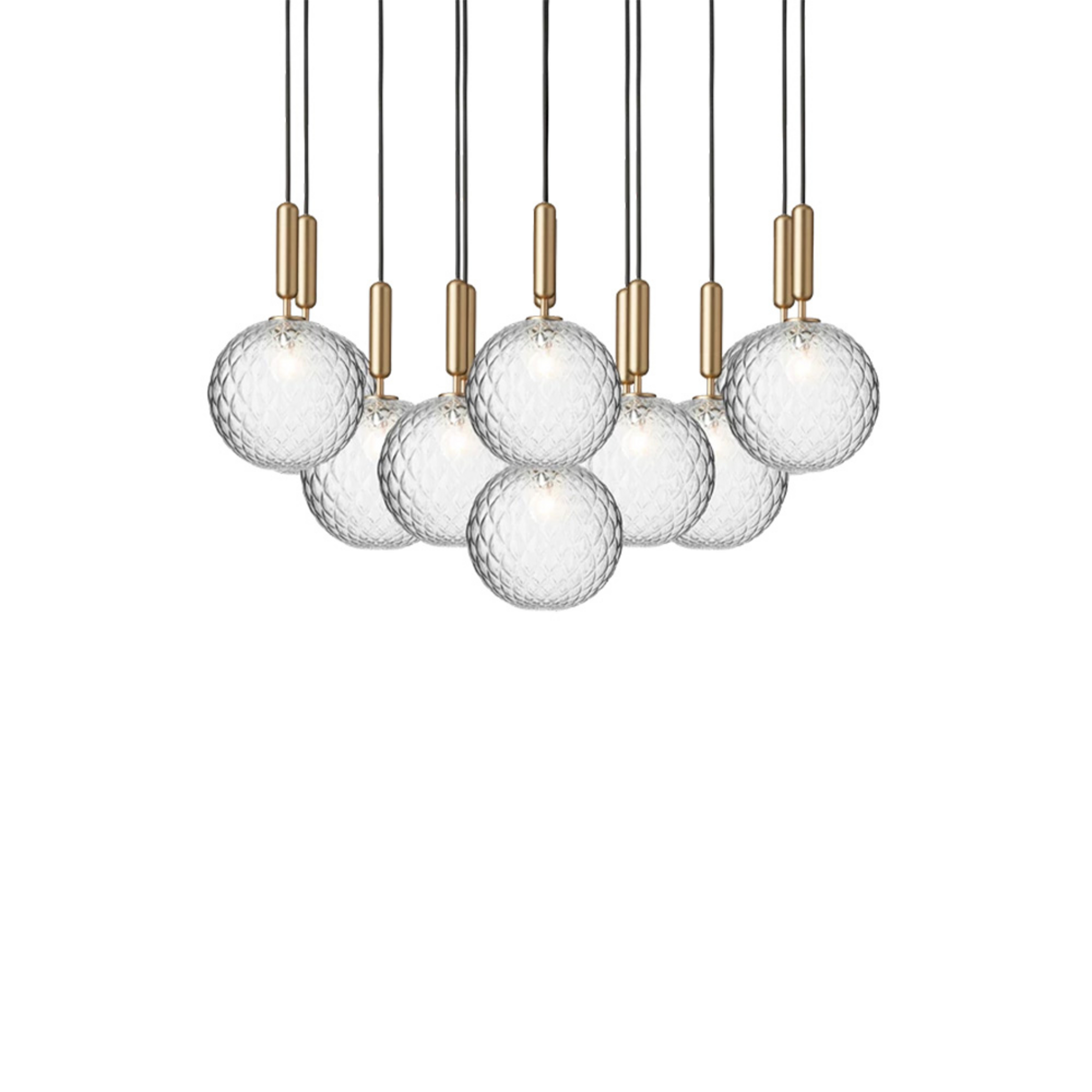 Miira 13 lysekrone, messing/klar, Ø 98 cm, 13-flg. - Nuura