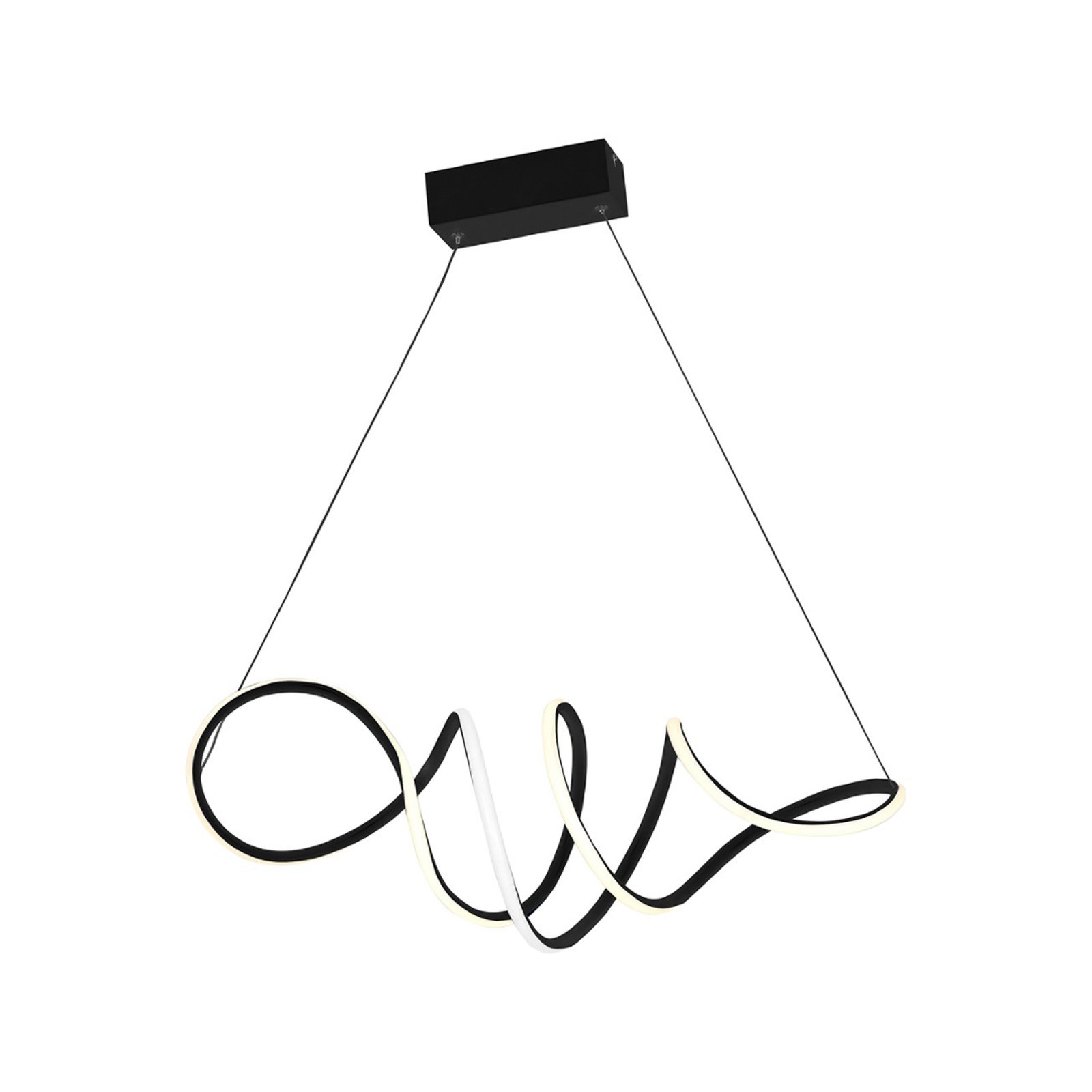 Suspension LED Loca, plastique, noir, 56 W, longueur 70 cm