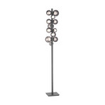 Popup LED-Stehlampe, grau Alu/Glas Dimmer 12-flg. - PURE