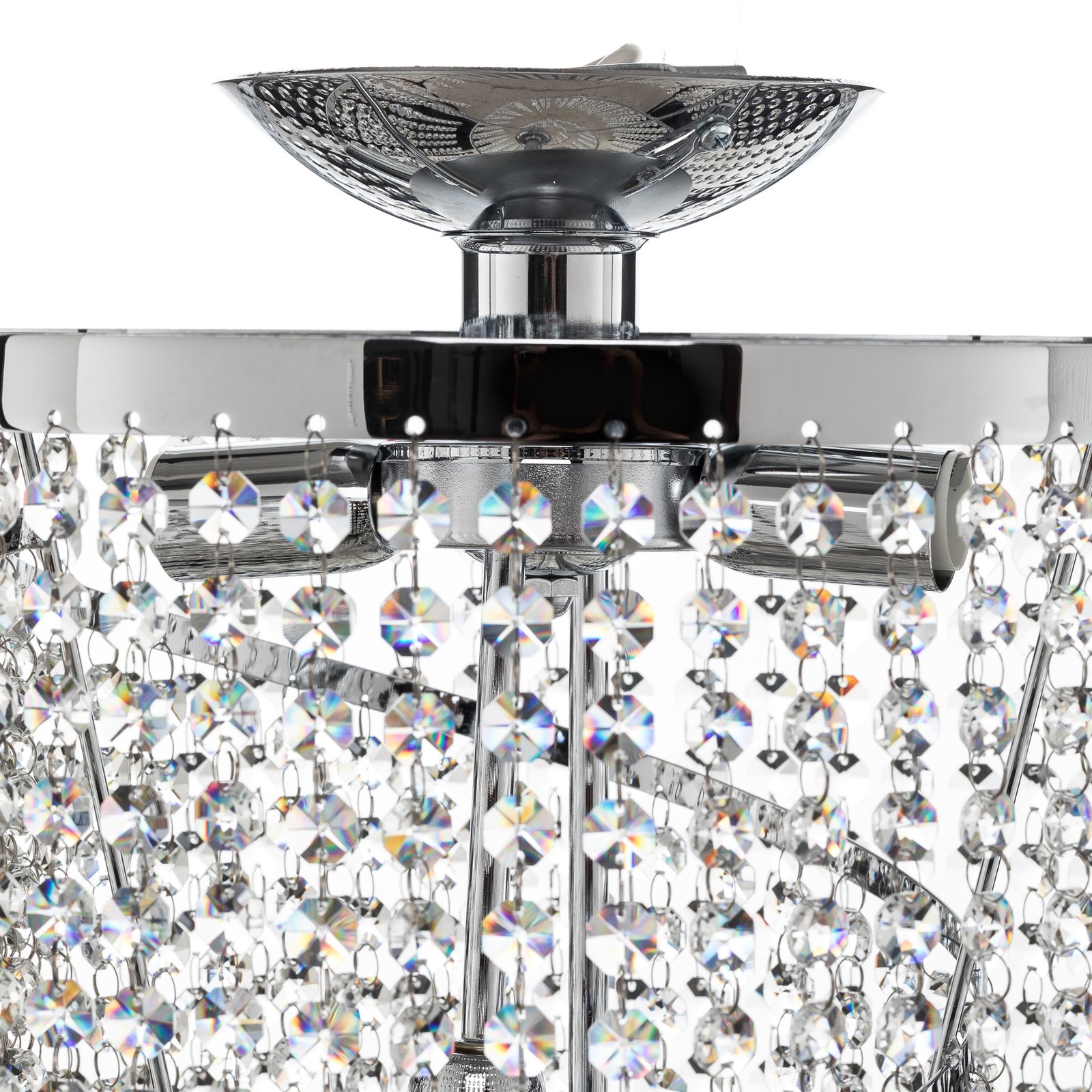 Plafondlamp Elica met kristal-spiraal, Ø 35cm