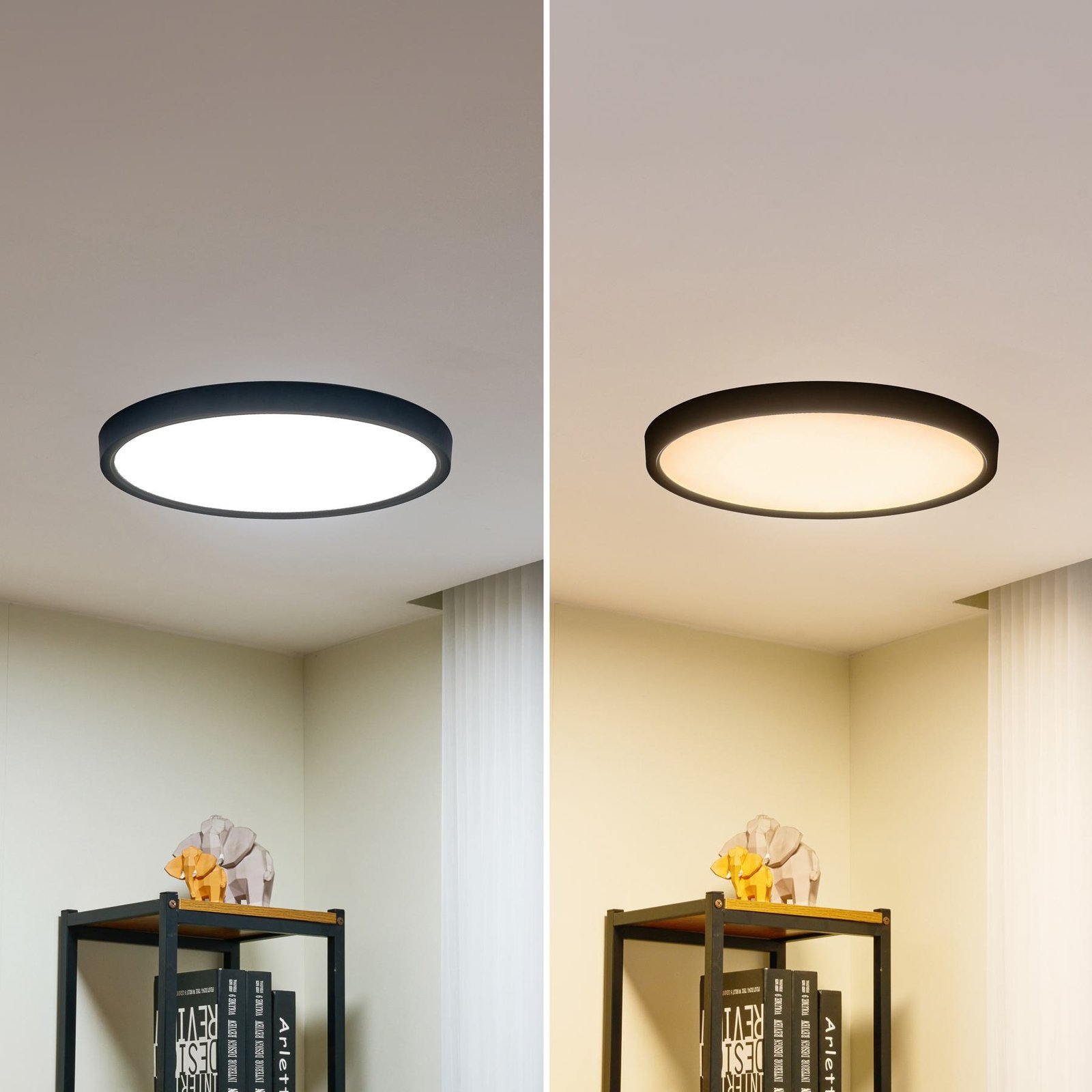 Lindby LED plafondlamp Pravin, Ø 50 cm, CCT, zwart