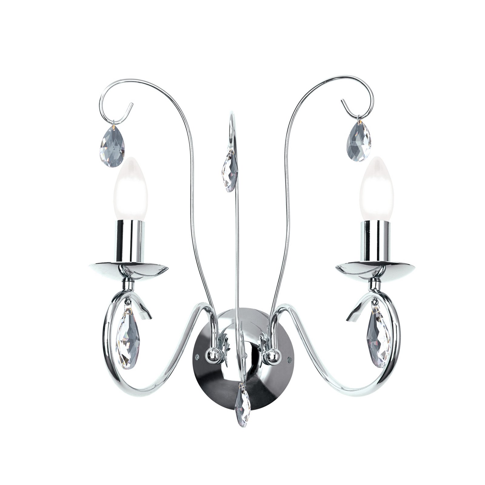 Wall light Alessia 2-bulb crystal glass chrome